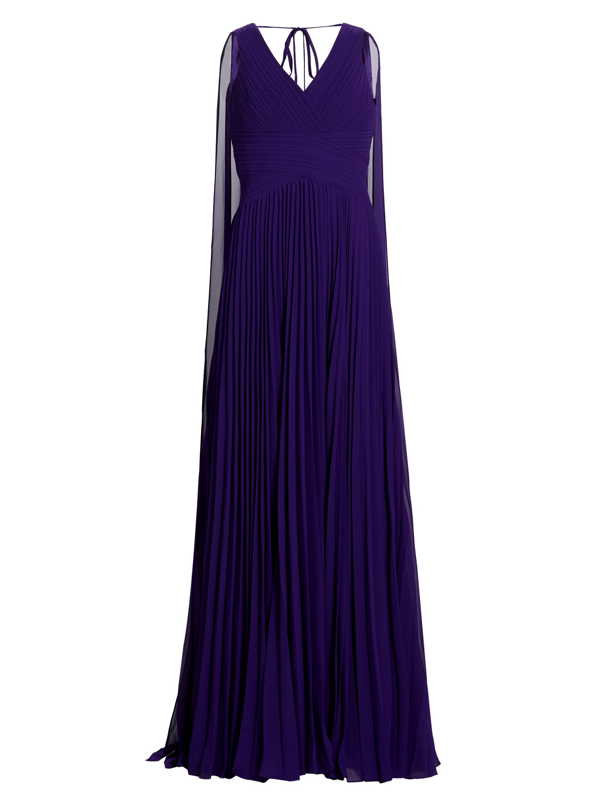Teri Jon by Rickie Freeman Women's Pleated Chiffon Cape A-Line Gown - Purple