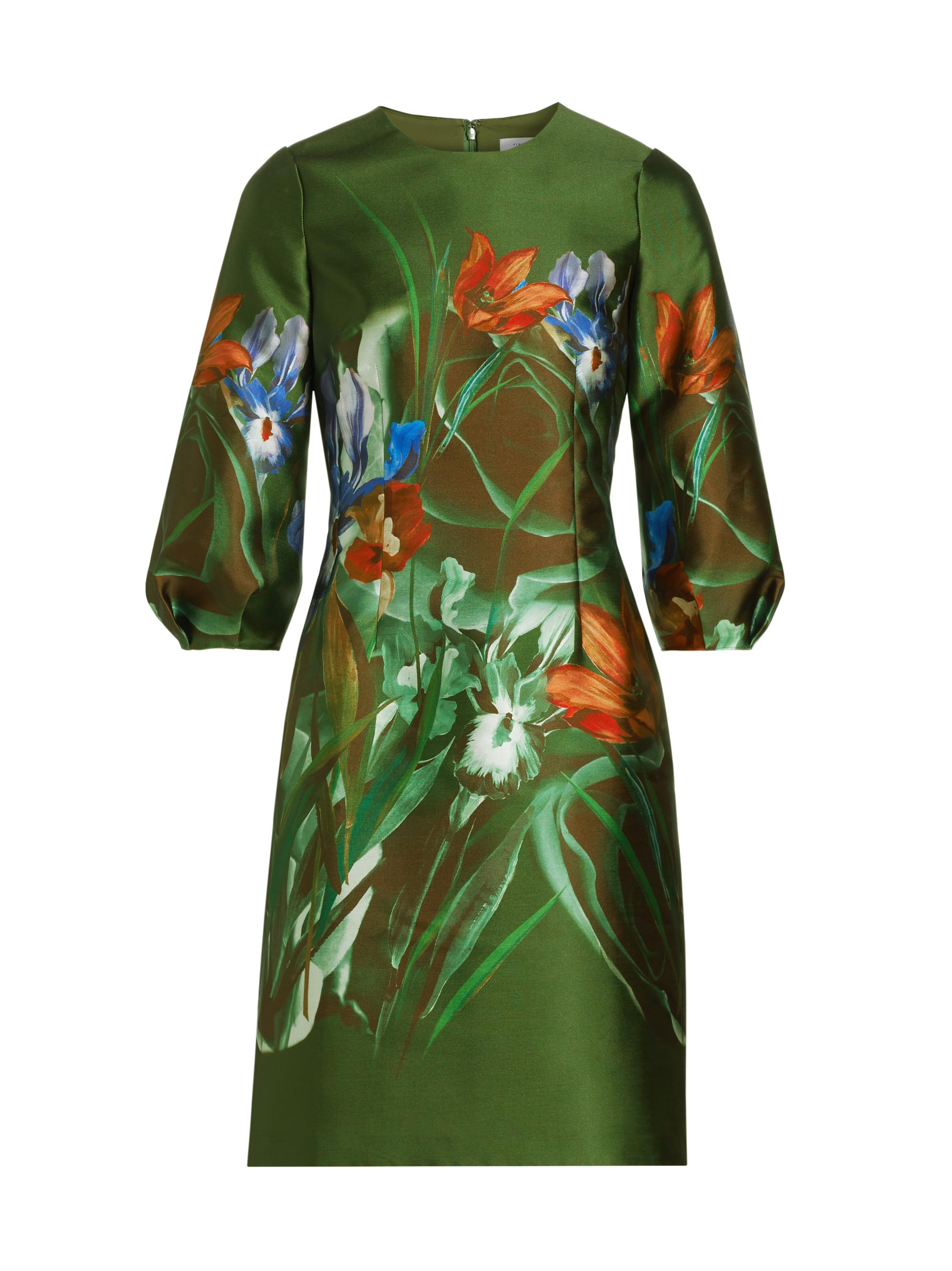 Teri Jon by Rickie Freeman Women's Floral Puff-Sleeve Cocktail Dress - Olive Multi