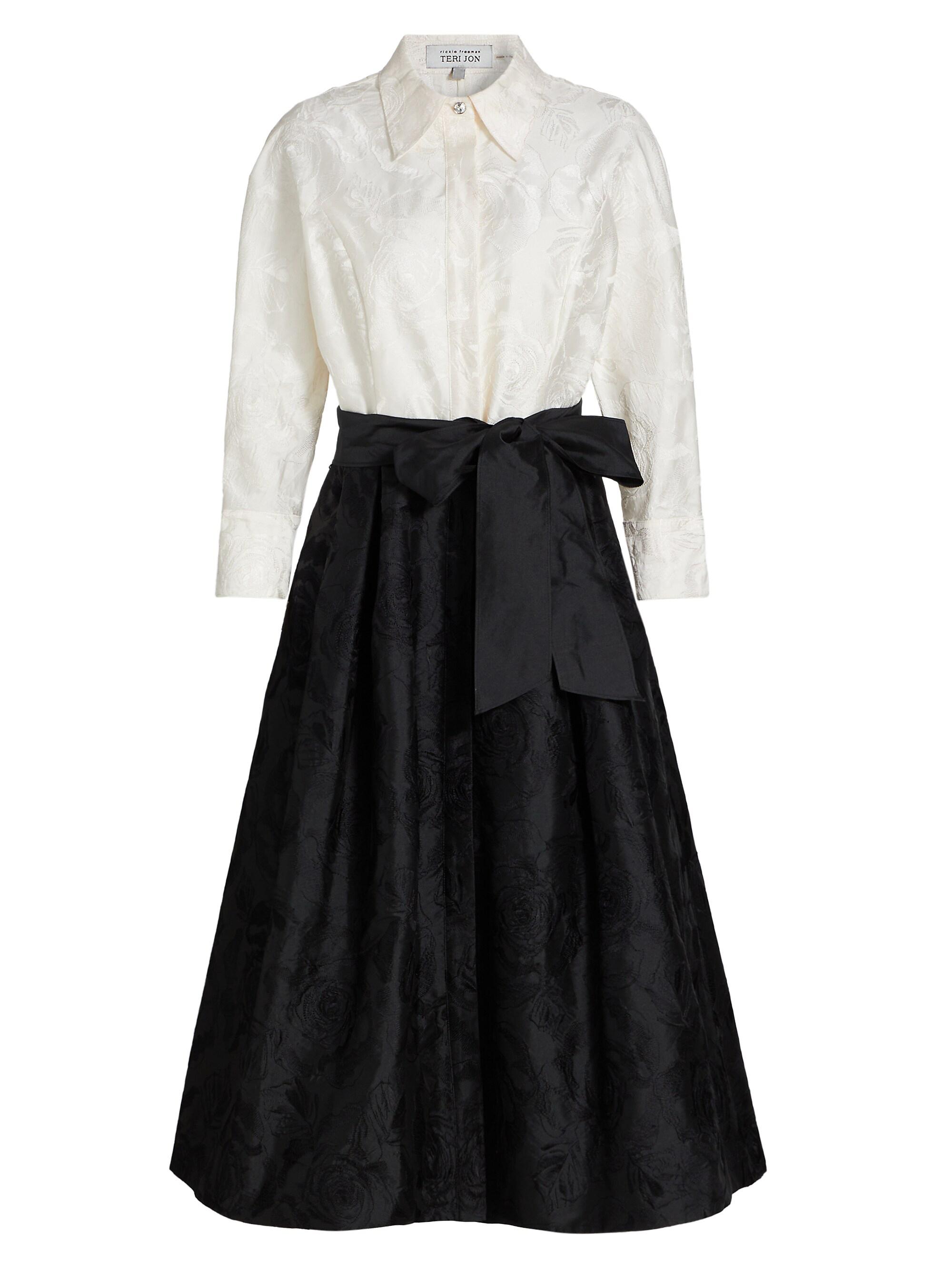 Teri Jon by Rickie Freeman Women's Jacquard Two-Tone Cocktail Dress -  Black