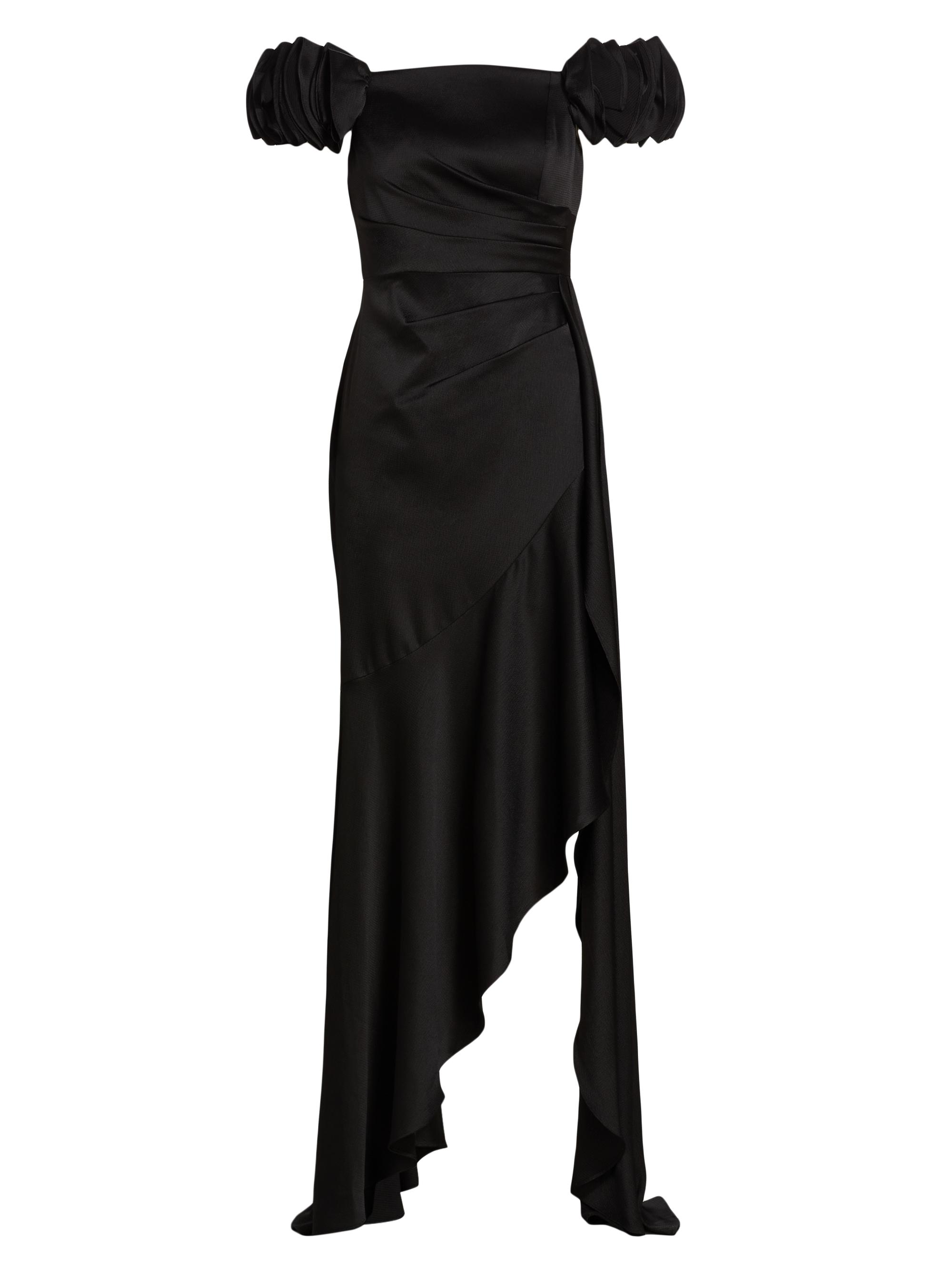 Teri Jon by Rickie Freeman Women's Satin Draped Off-The-Shoulder Gown - Black