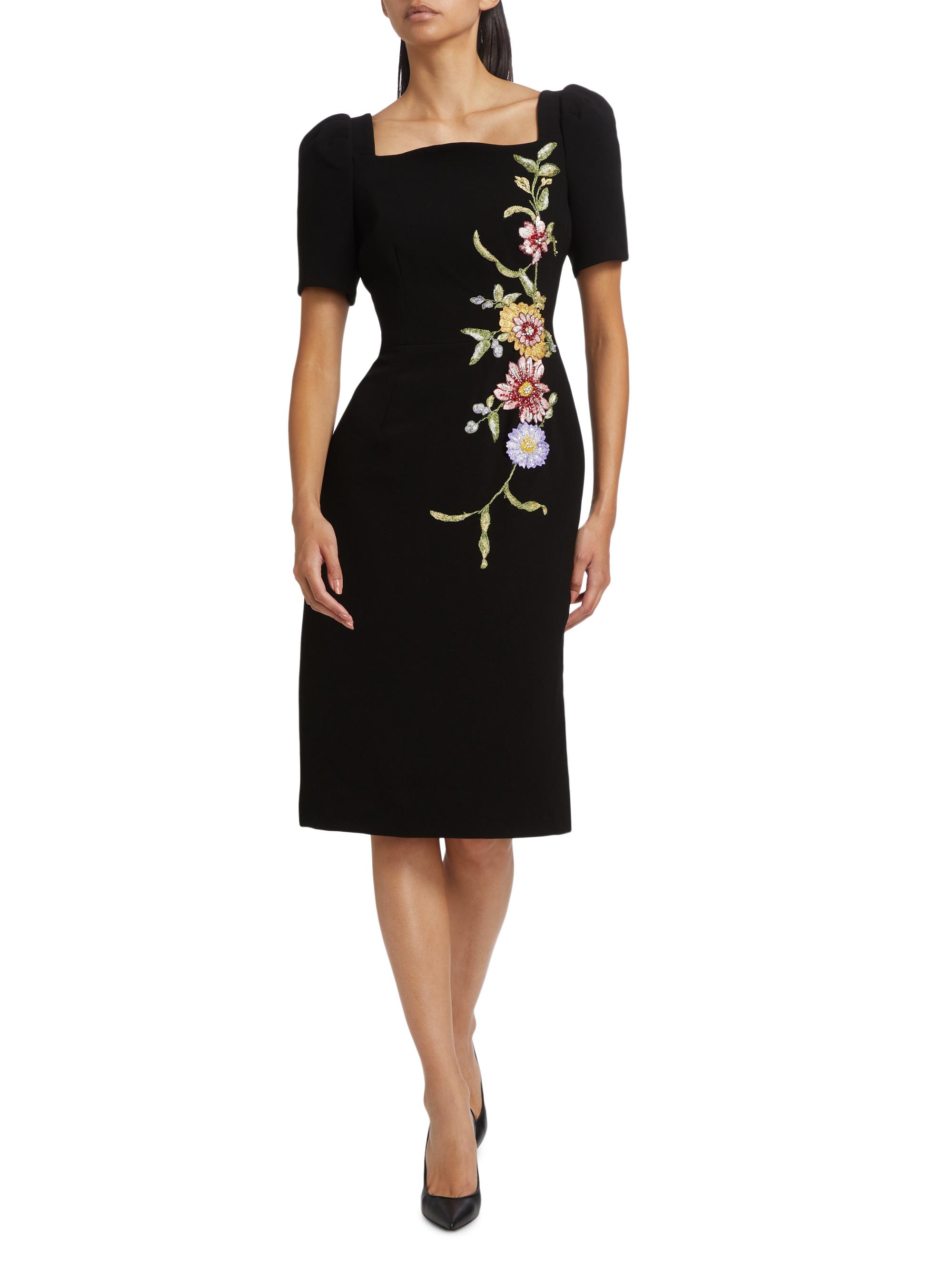 rickie freeman for teri jon cocktail dresses Satin Ruched Flutter Sleeve Dress this cotton dress features a delicate floral print set against a soft blue ground for a fresh Teri Jon Cotton Print Tie