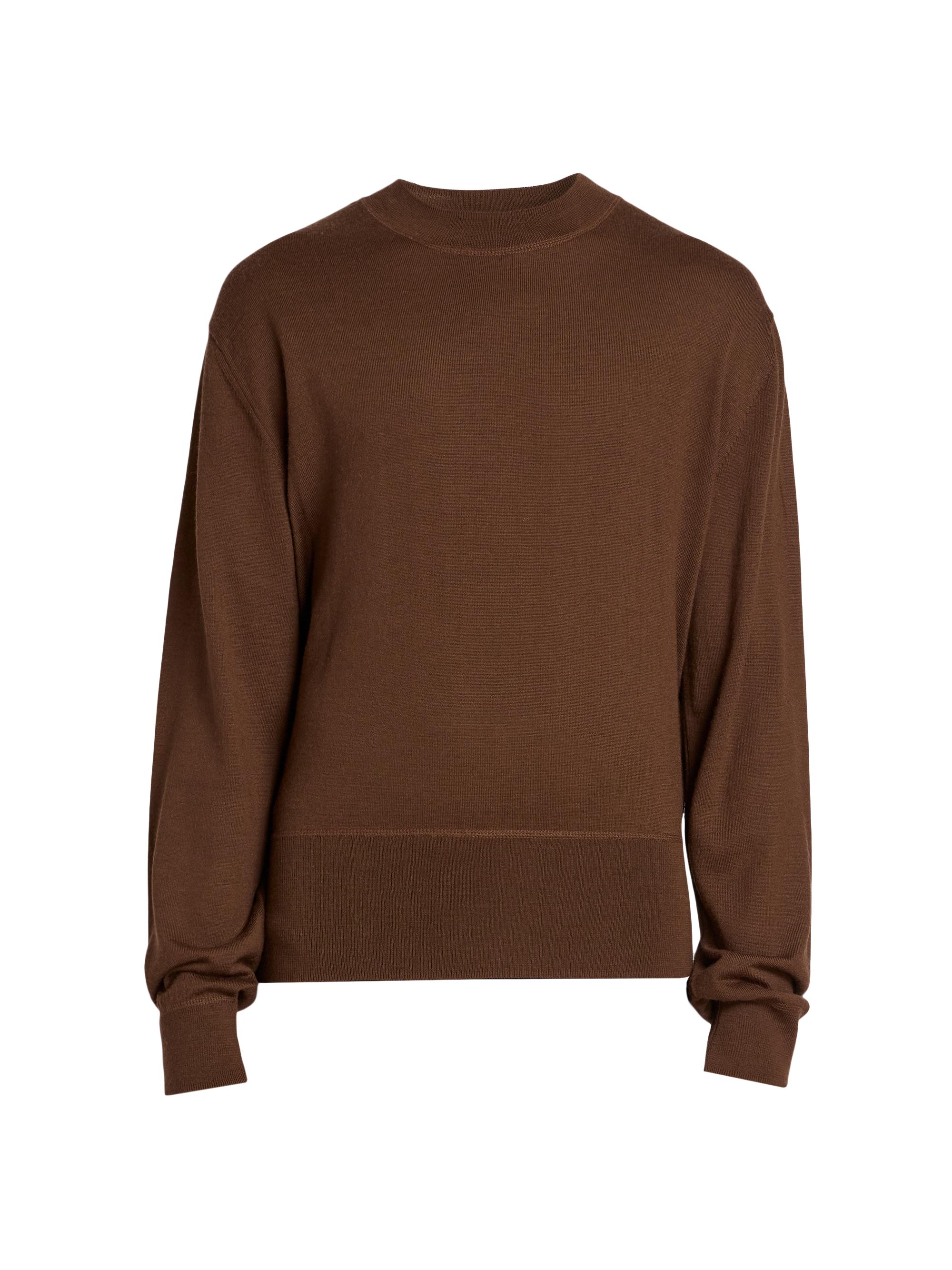 Lemaire Men's Mock Turtleneck Wool-Blend Sweater - Hazelnut Brown
