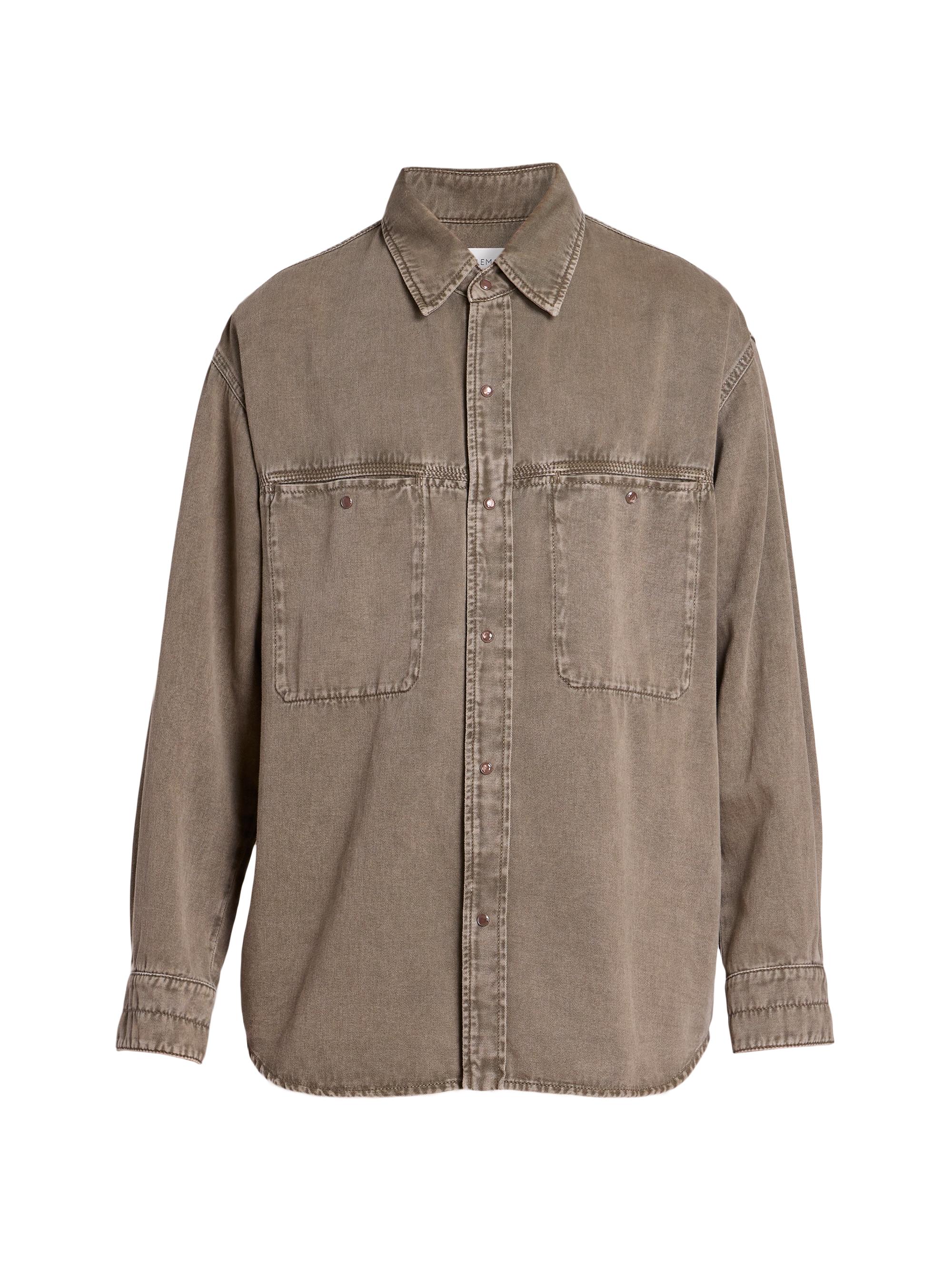 Lemaire Men's Snap Pocket Denim Shirt - Denim Snow Olive