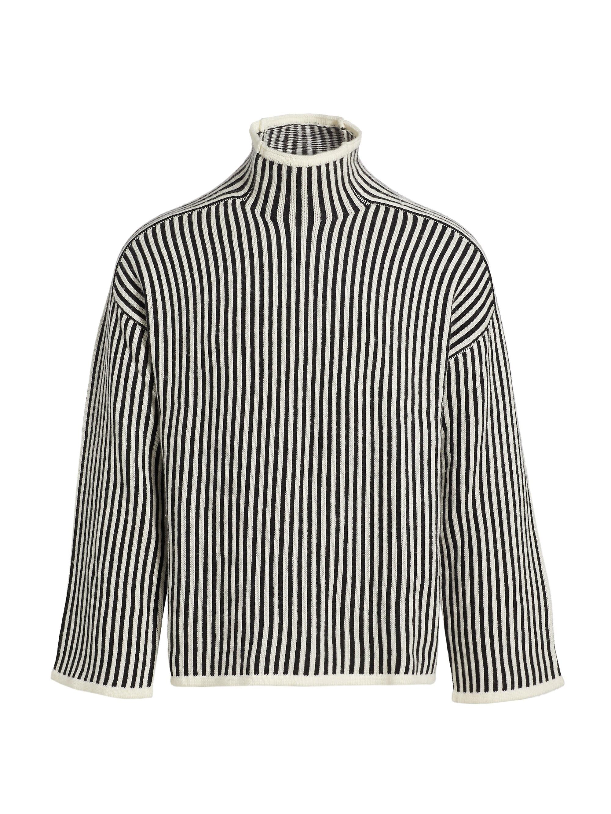 Áwet Men's Awate Striped Turtleneck Sweater - Gray White