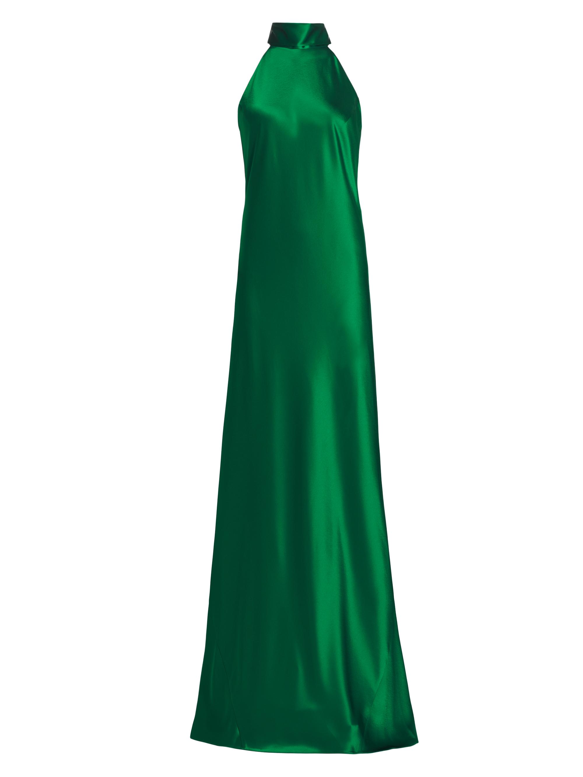 Galvan Women's Sienna Satin Halter Gown - Emerald