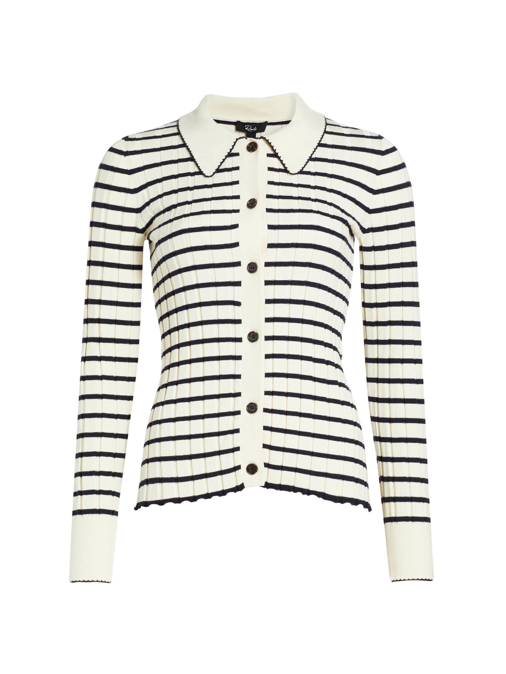 Rails Women's Aurelia Striped Rib-Knit Cardigan -  Navy Stripe