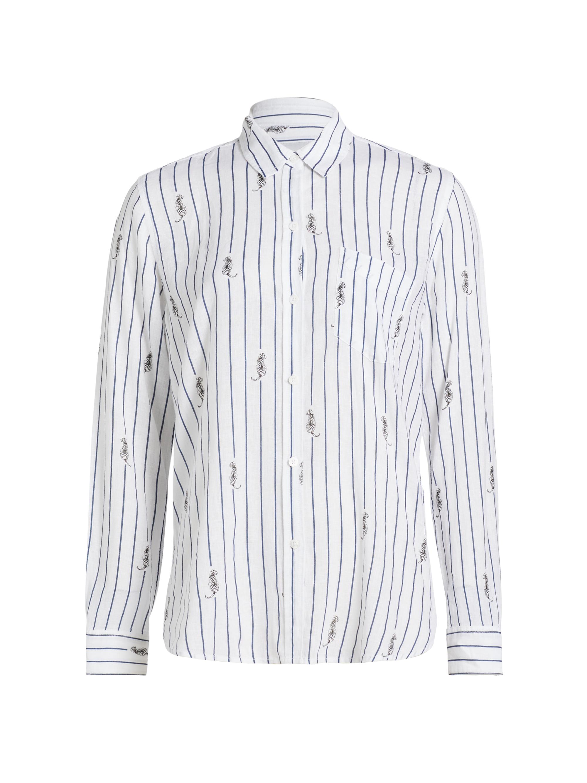 Rails Women's Charli Striped Linen-Blend Shirt - Navy Striped Tigers