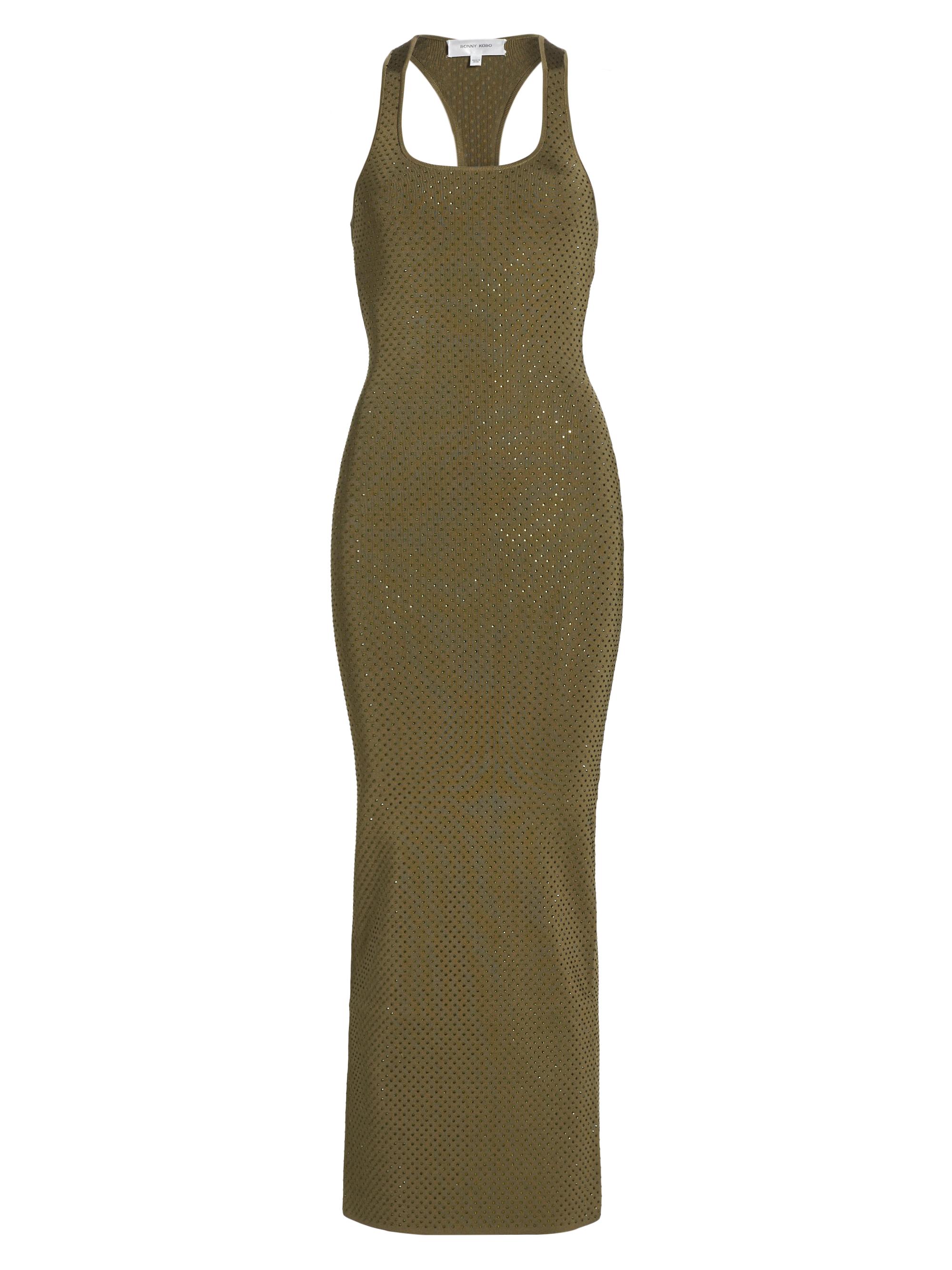 Ronny Kobo Women's Agathe Rhinestone Midi-Dress - Olive
