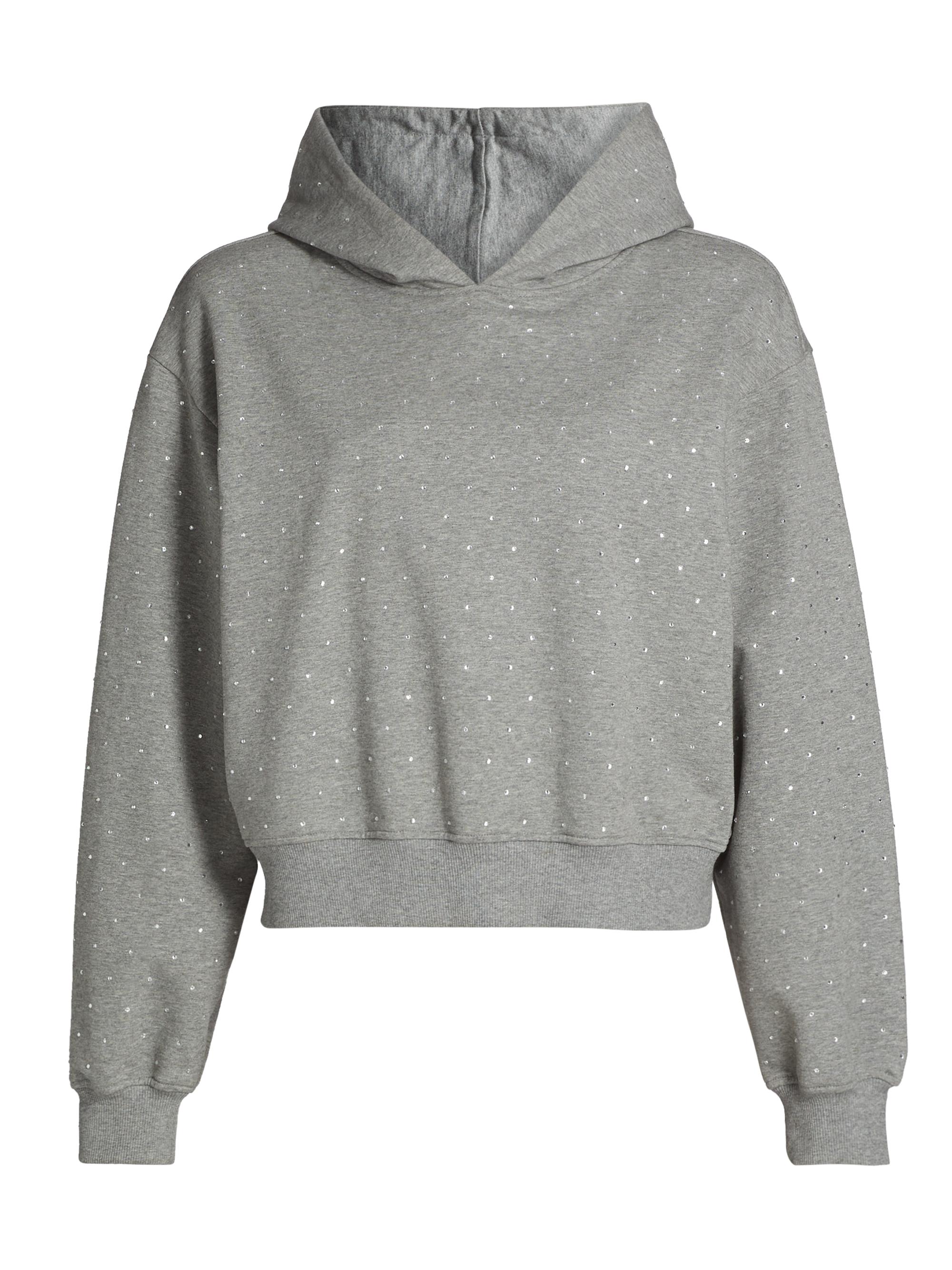 Generation Love Women's Renae Crystal-Embellished Cropped Hoodie - Heather Grey Clear