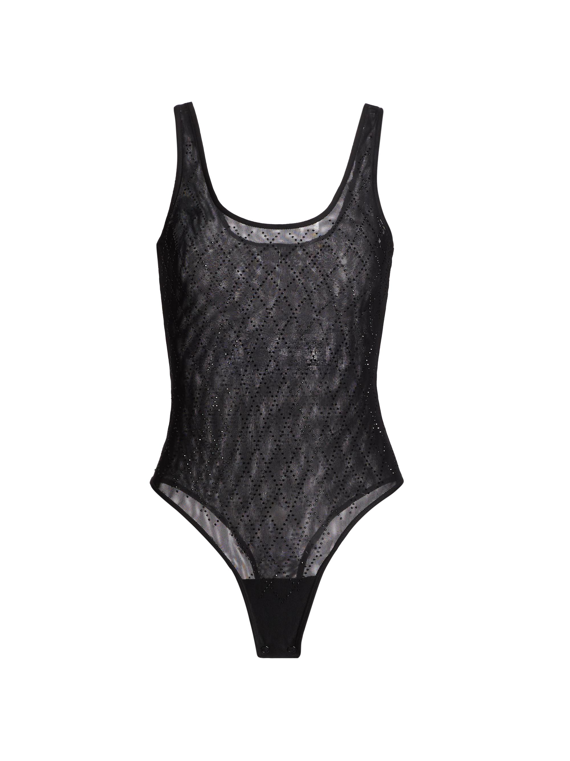 Generation Love Women's Gigi Crystal-Embellished Mesh Sleeveless Bodysuit - Black