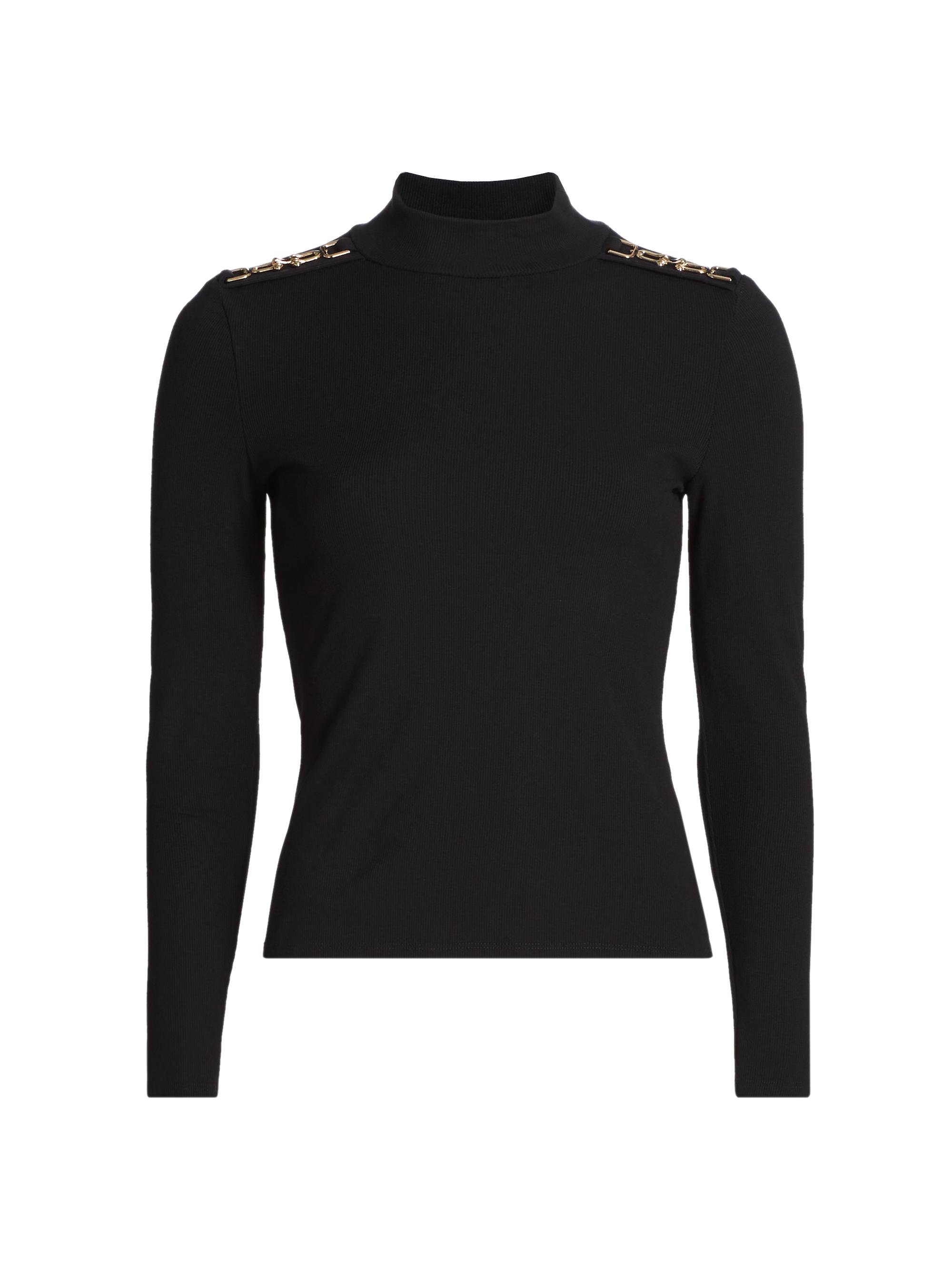 Generation Love Women's Alianna Rib-Knit Mock-Turtleneck Top - Black