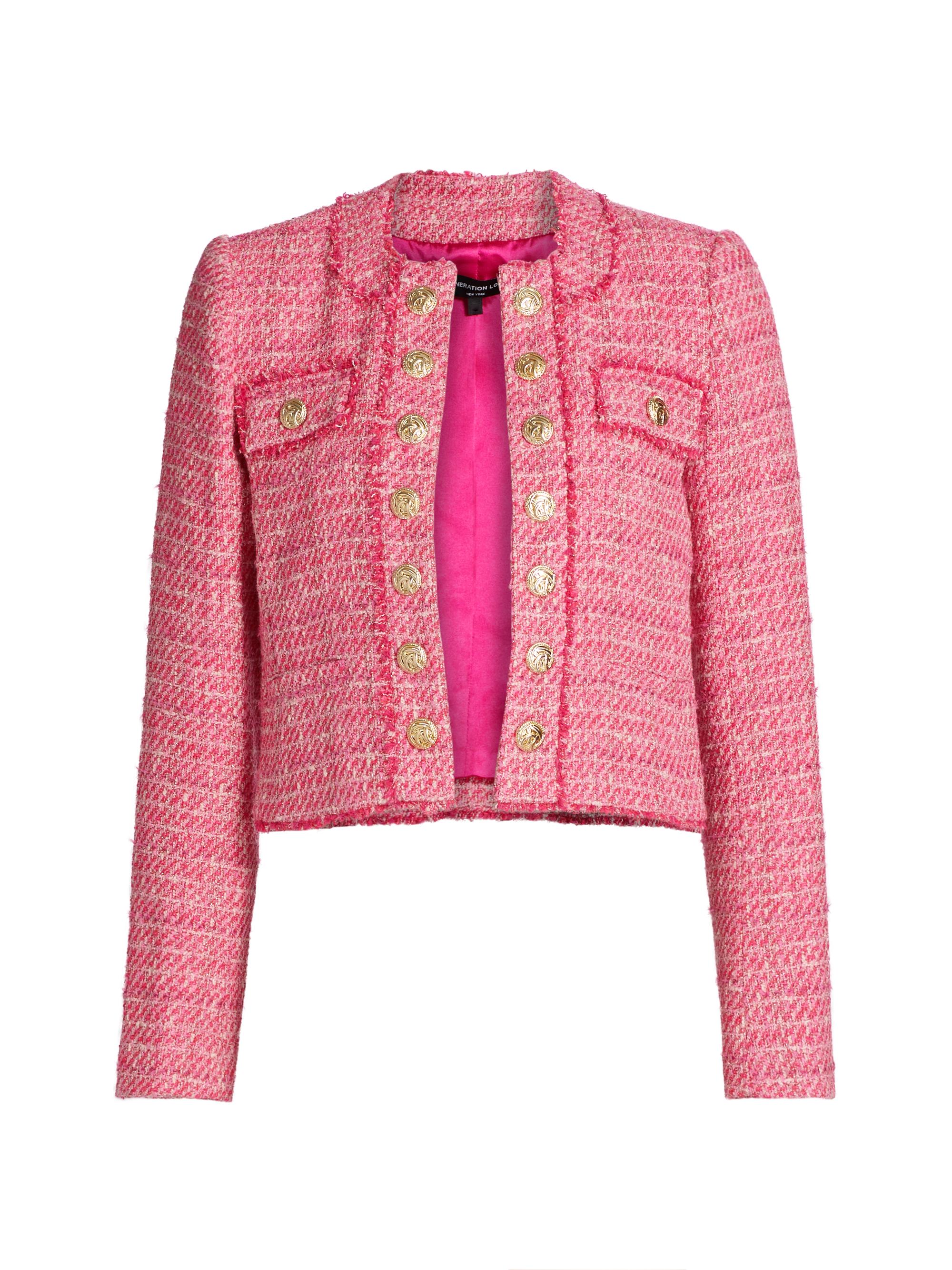 正規品　新品　Herlipto Grace Tweed Jacket pink 0400021476218_HOTPINKWHITE?wid