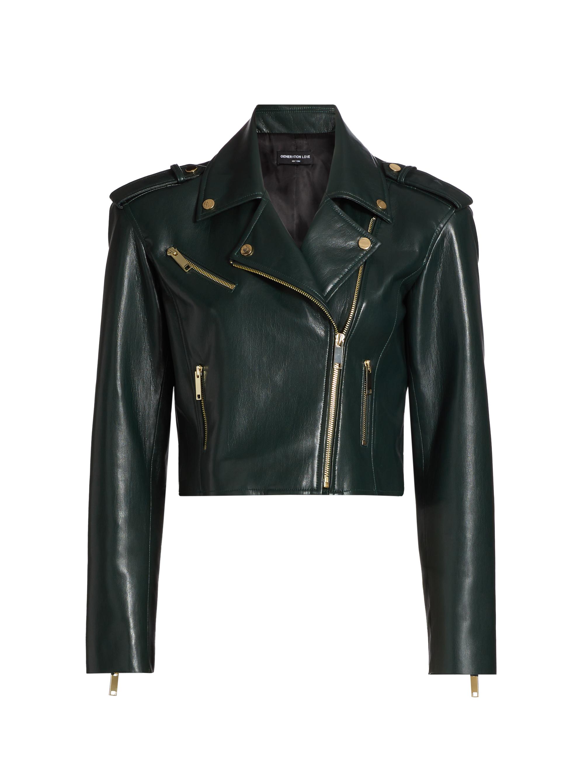 Generation Love Women's Cosita Faux Leather Moto Jacket - Forest
