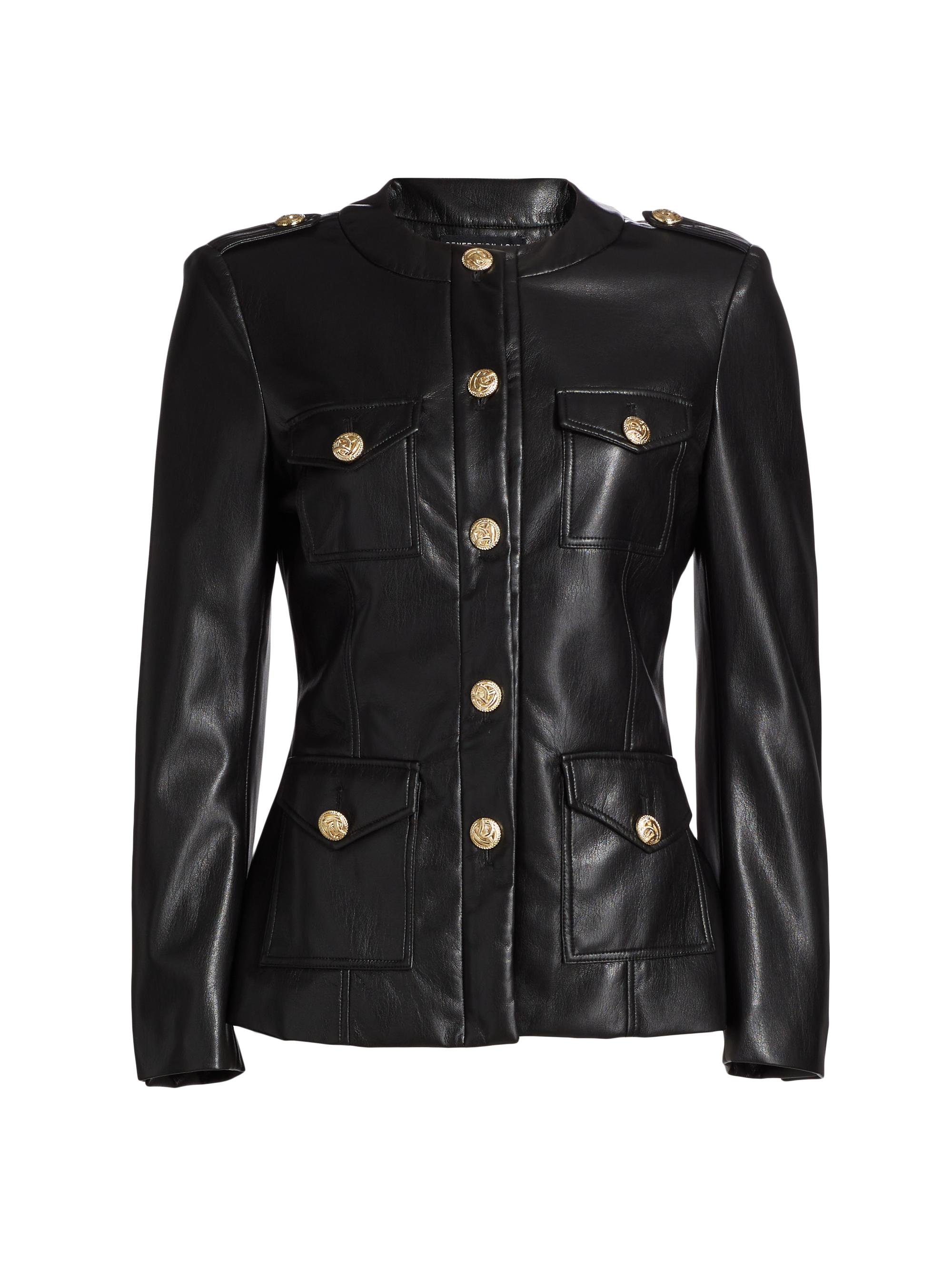 Generation Love Women's Larsine Faux Leather Blazer - Black
