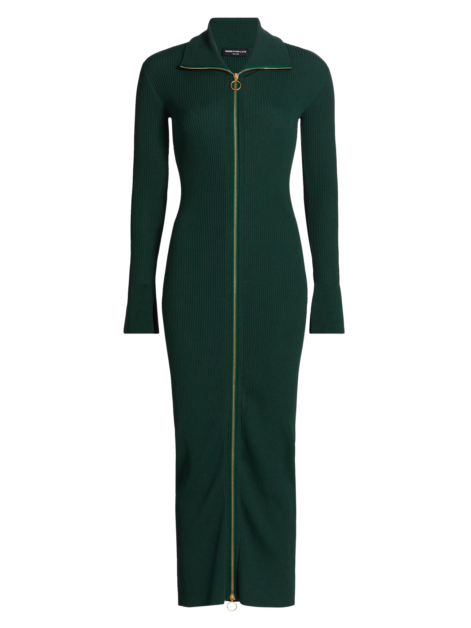 Generation Love Women's Saylor Rib-Knit Midi-Dress - Hunter Green