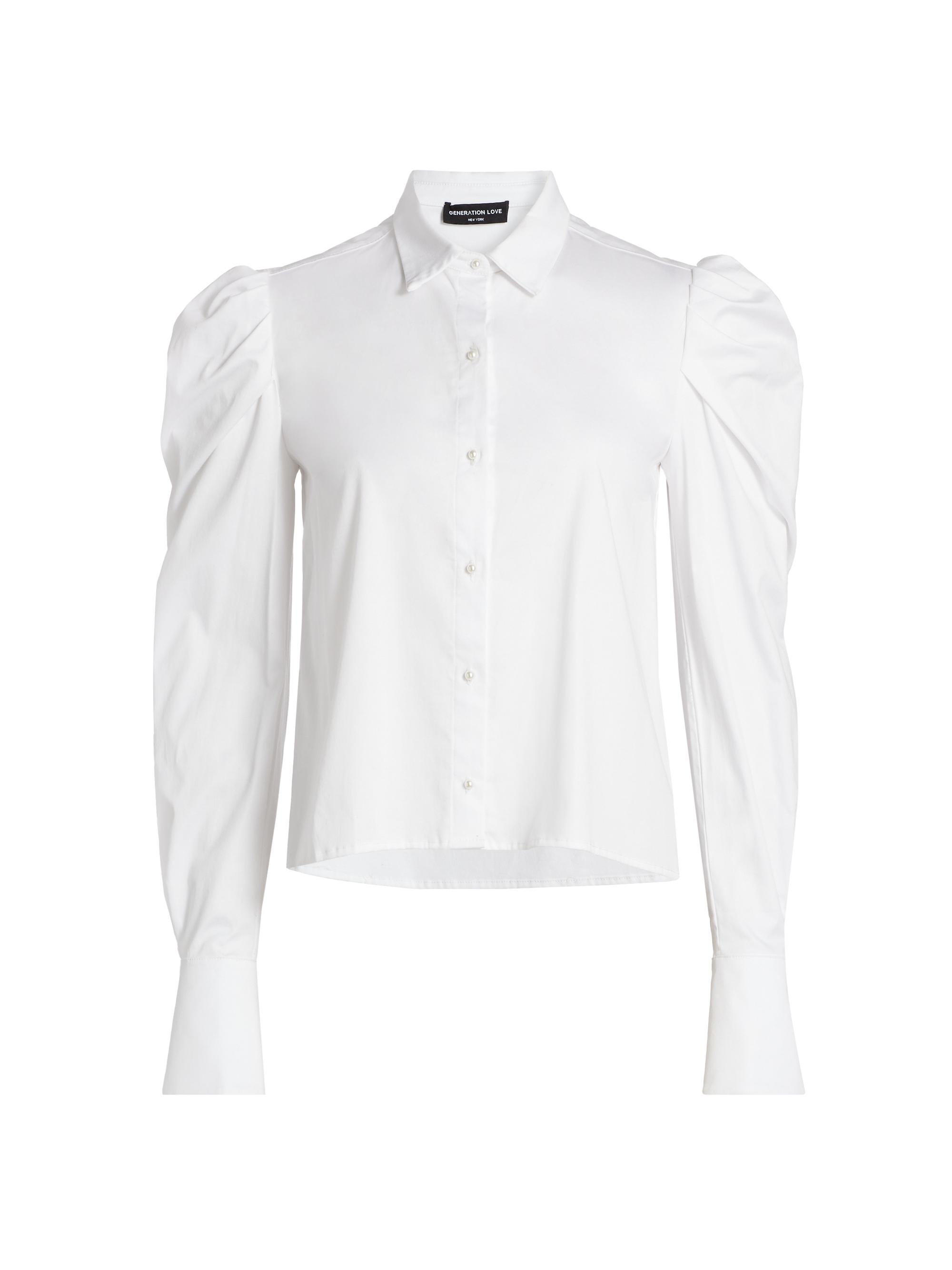 Generation Love Women's Lyra Stretch Cotton Poplin Shirt - White