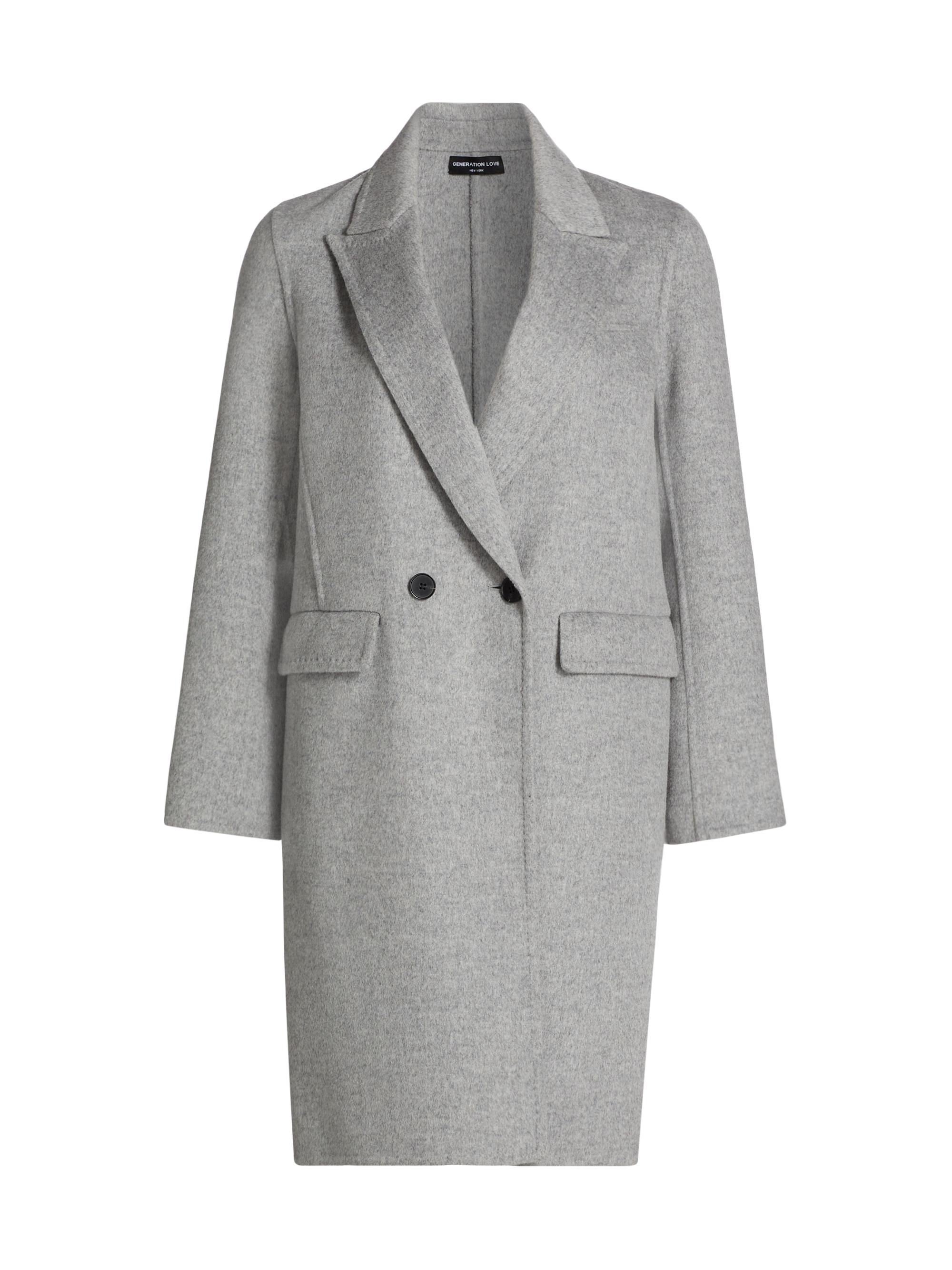 Generation Love Women's Vance Wool-Blend Double-Breasted Coat - Grey Melange