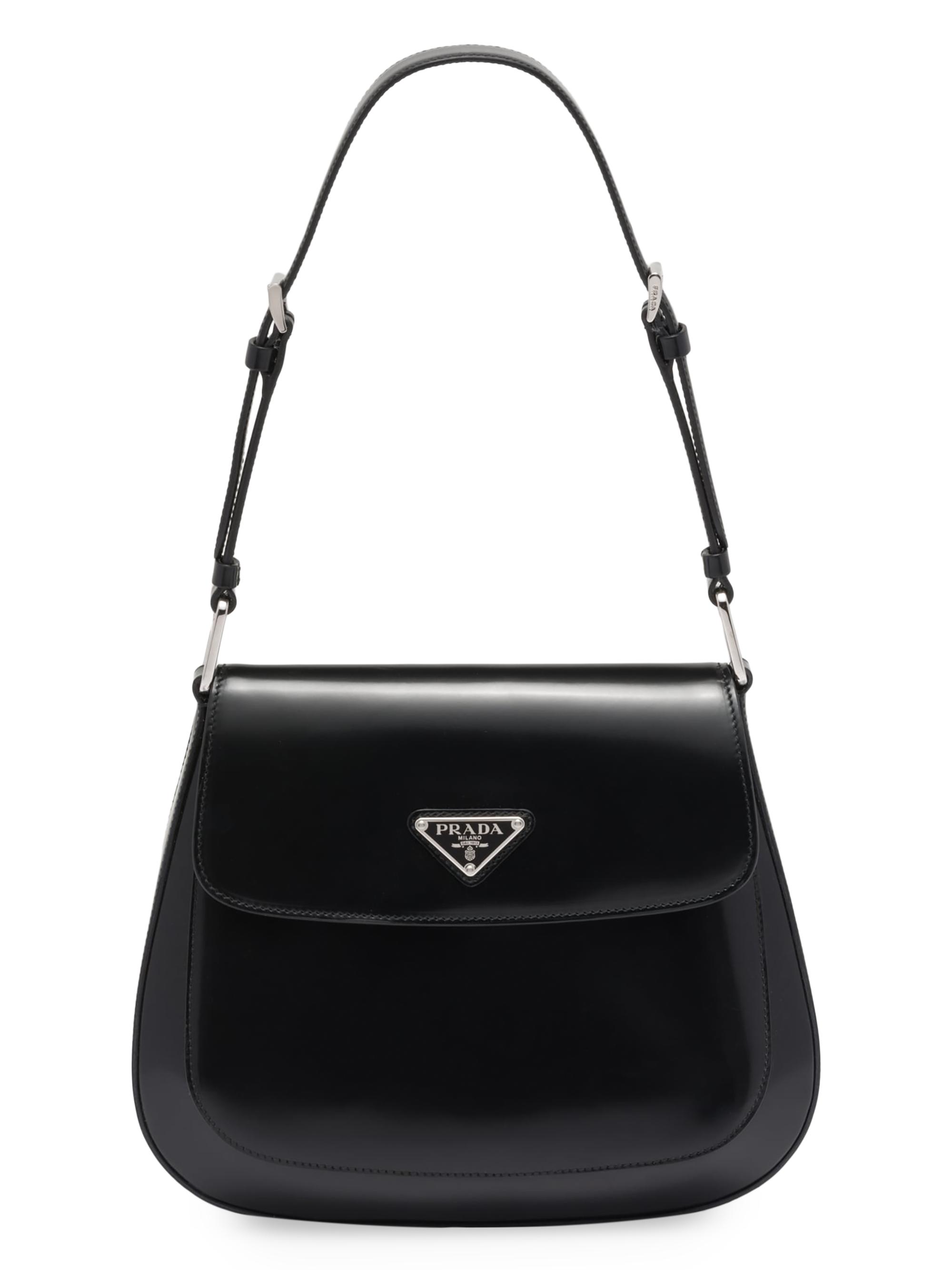 Prada Women's Cleo Brushed Leather Shoulder Bag - Black