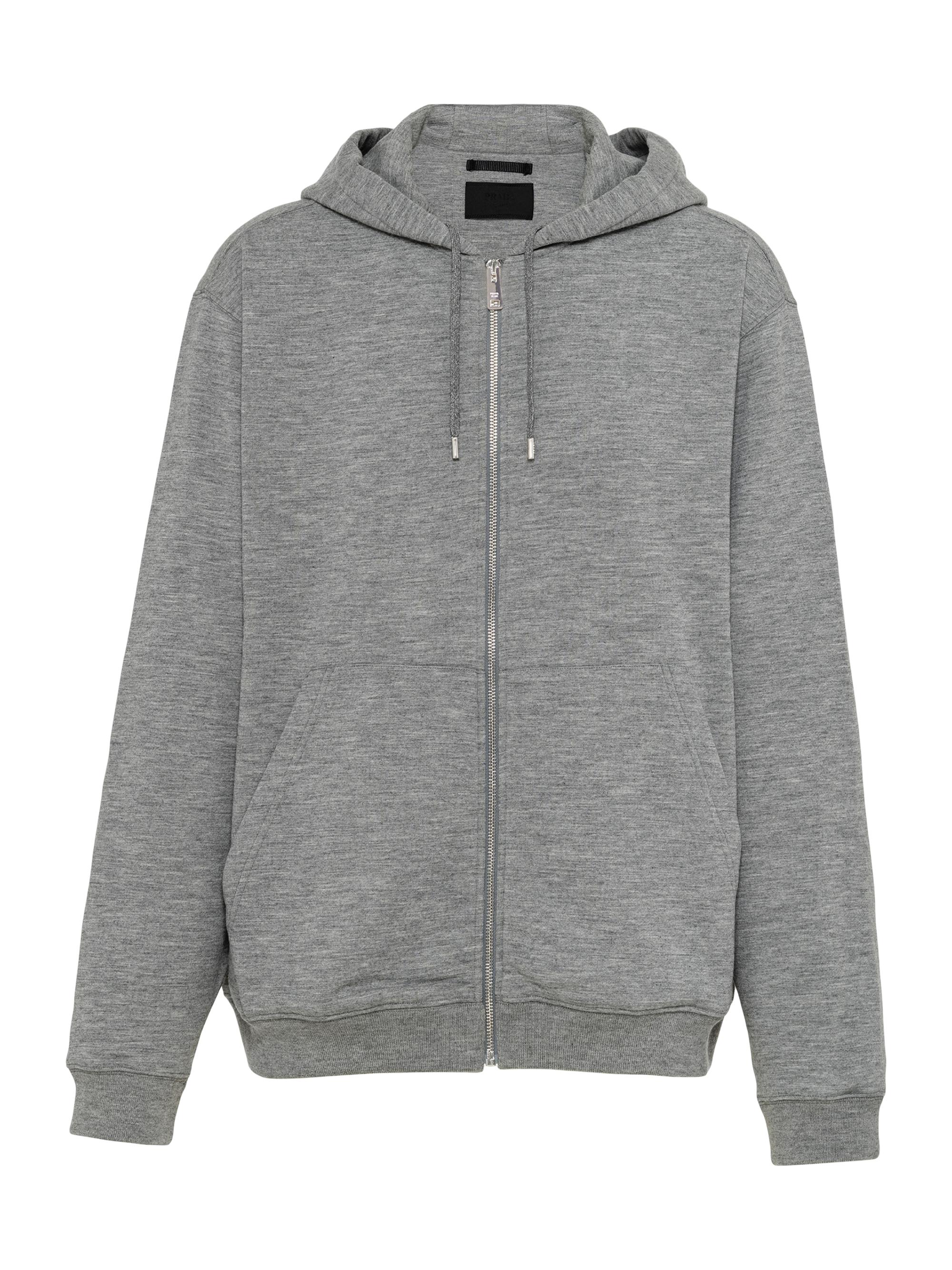Prada Men's Cashmere Blend Cardigan Hoodie - Grey
