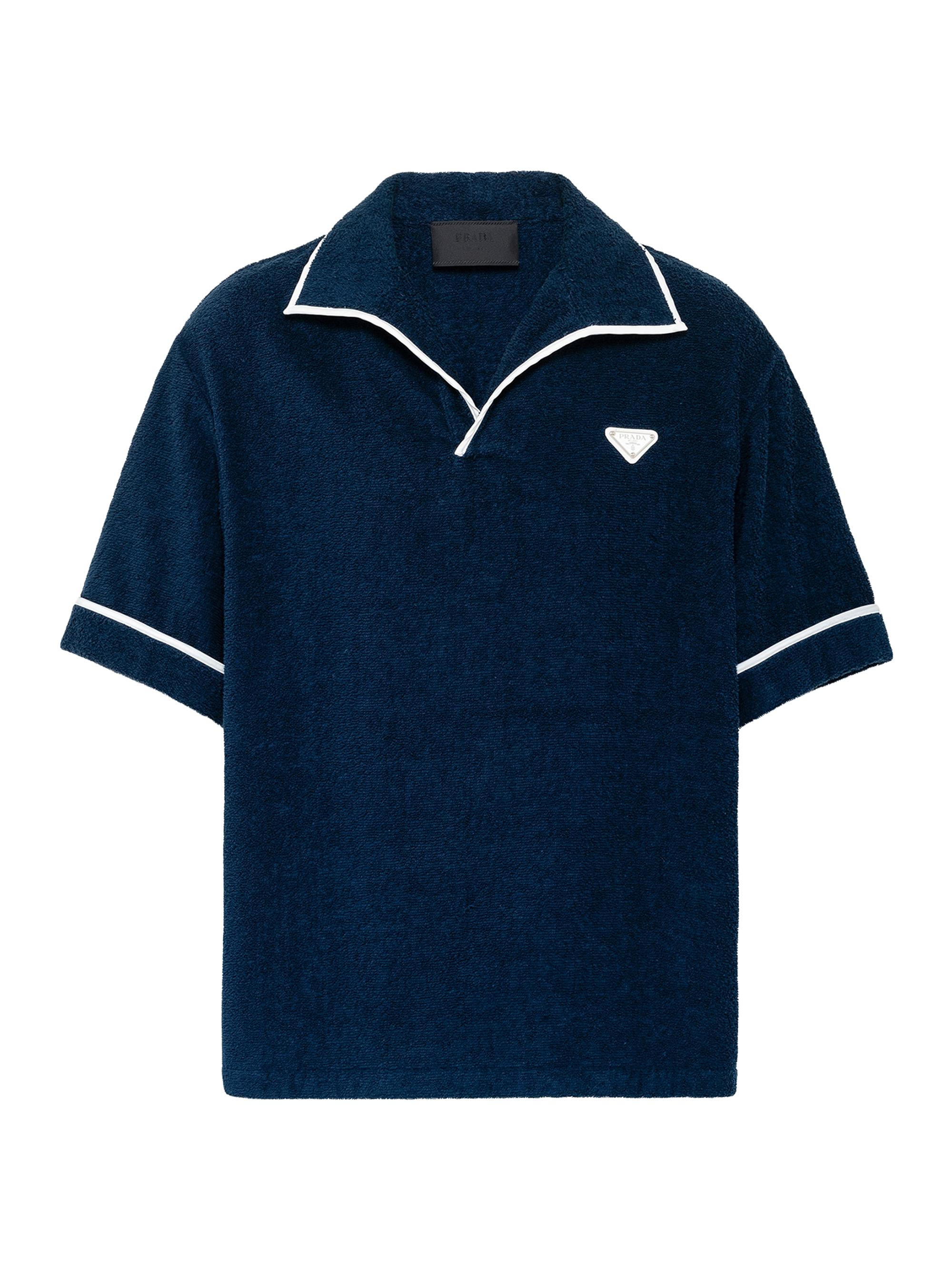 Prada Men's Short Sleeved Heavy Cotton Shirt - Blue