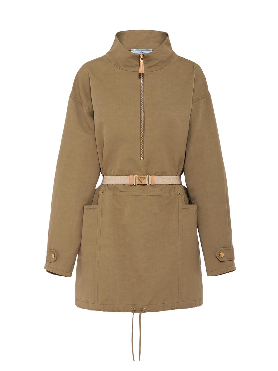 【プラダ・PRADA】Panama cotton mini-dress Military Green Panama Cotton Mini-dress | PRADA