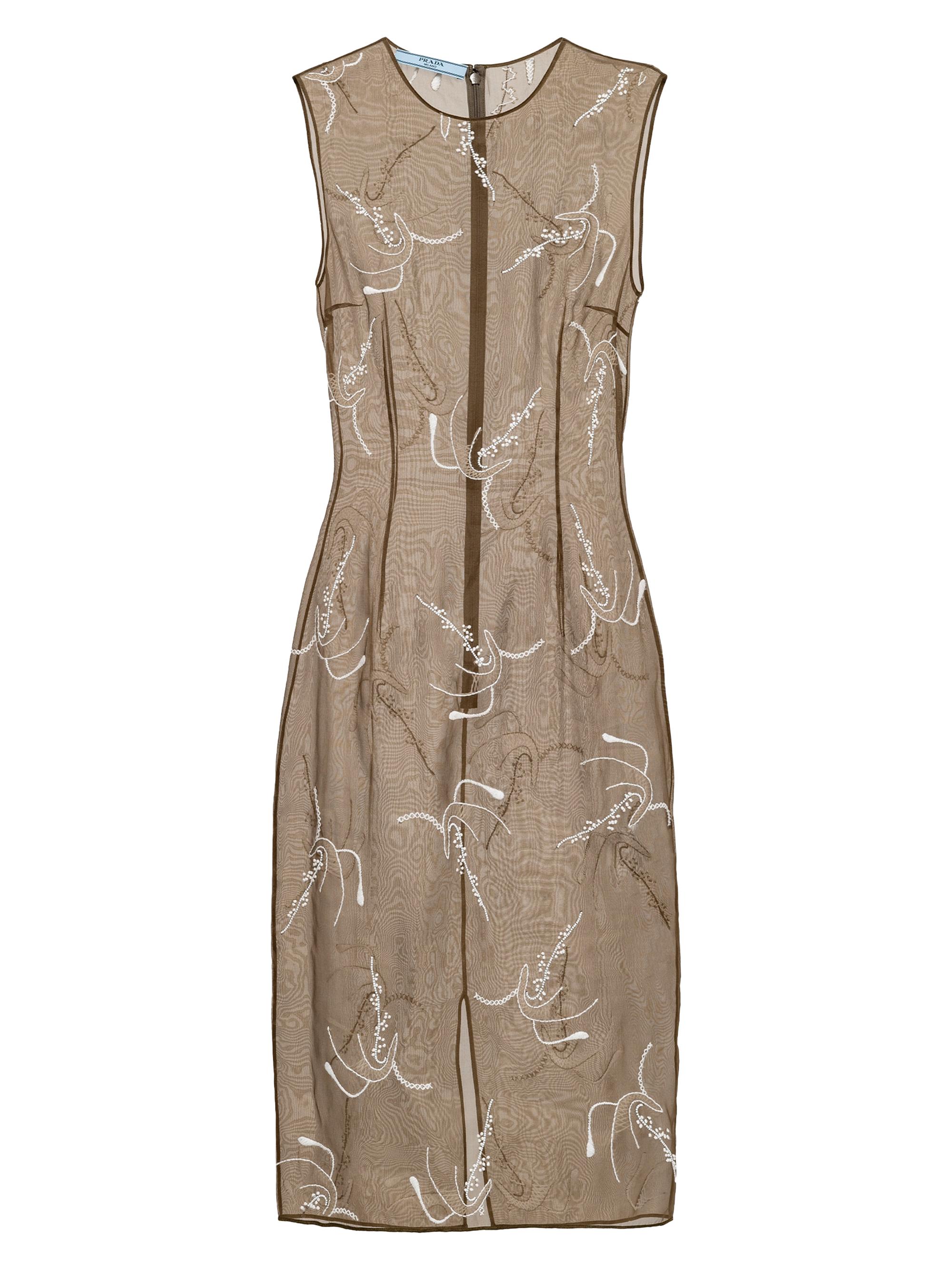 Prada Women's Embroidered Organza Dress - Green