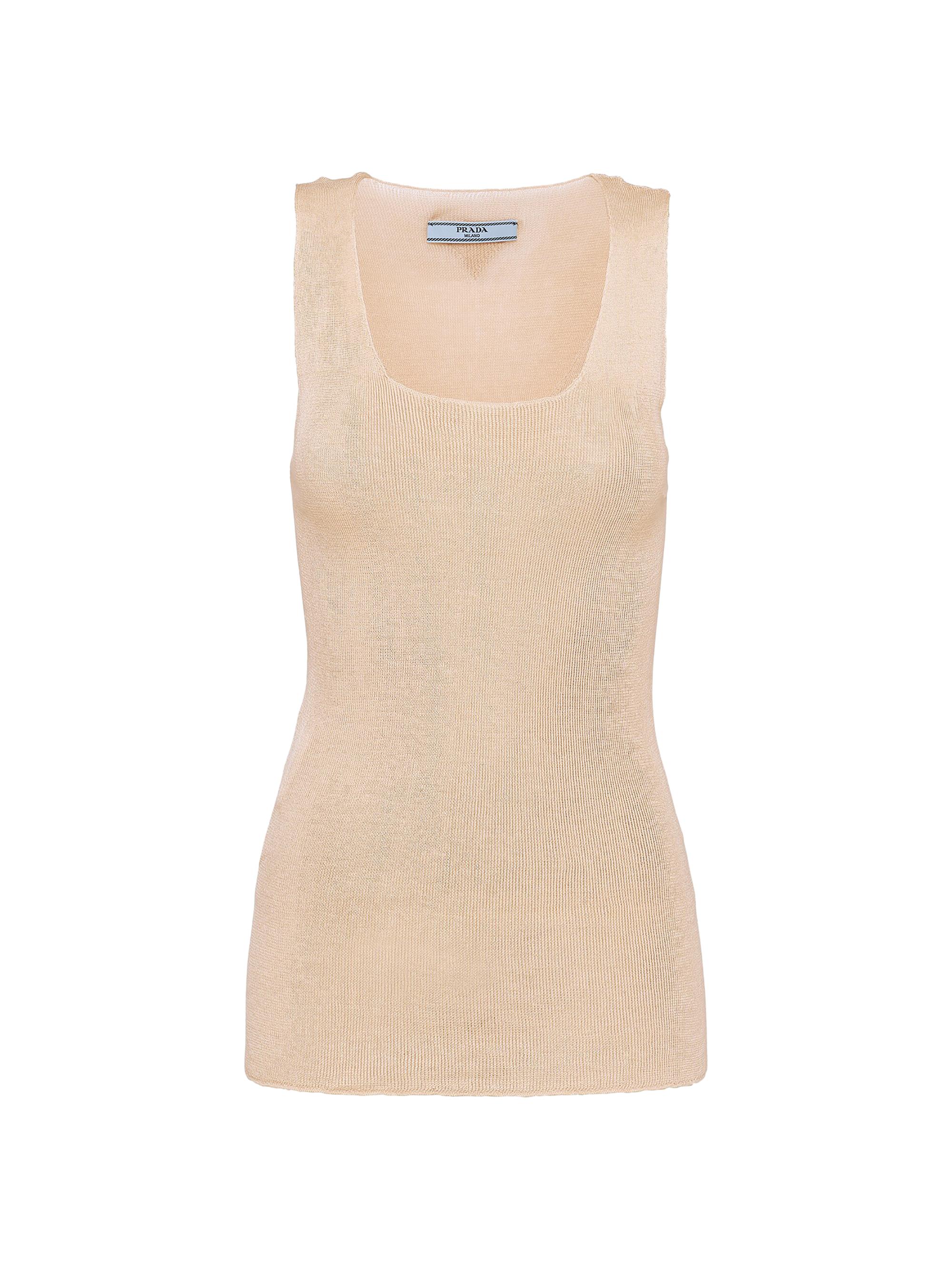 Prada Women's Cotton Knit Tank Top - Beige Khaki