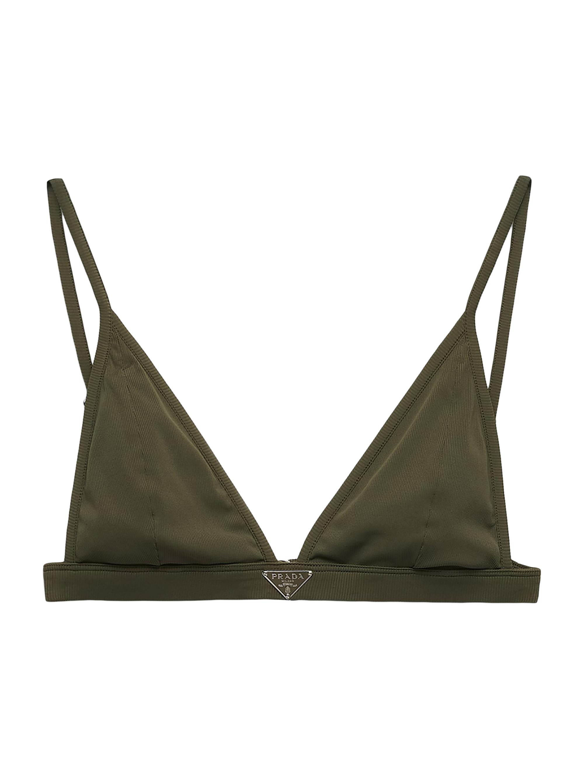 Prada Women's Ribbed Knit Bralette Bikini Top - Green