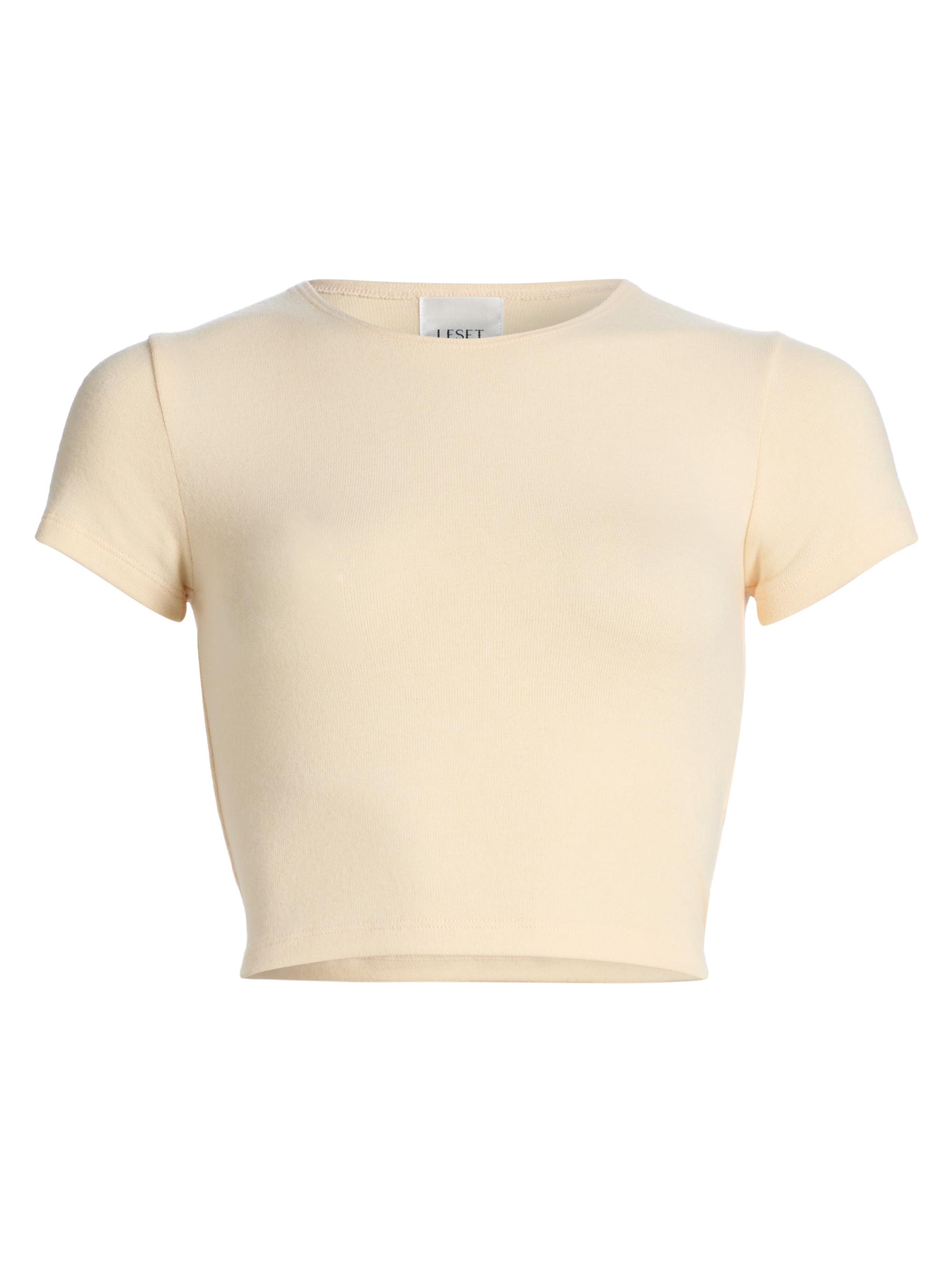 Leset Women's Lauren Slim-Fit Crop T-Shirt - Vanilla