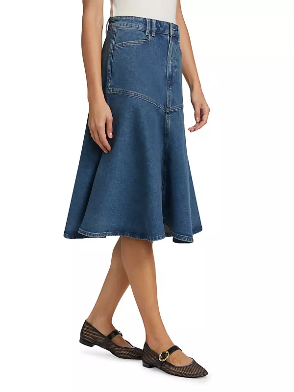 Shop Paige Alice Stretch Denim A-Line Midi-Skirt | Saks Shop Paige Alice Stretch Denim A-Line Midi-Skirt | Saks