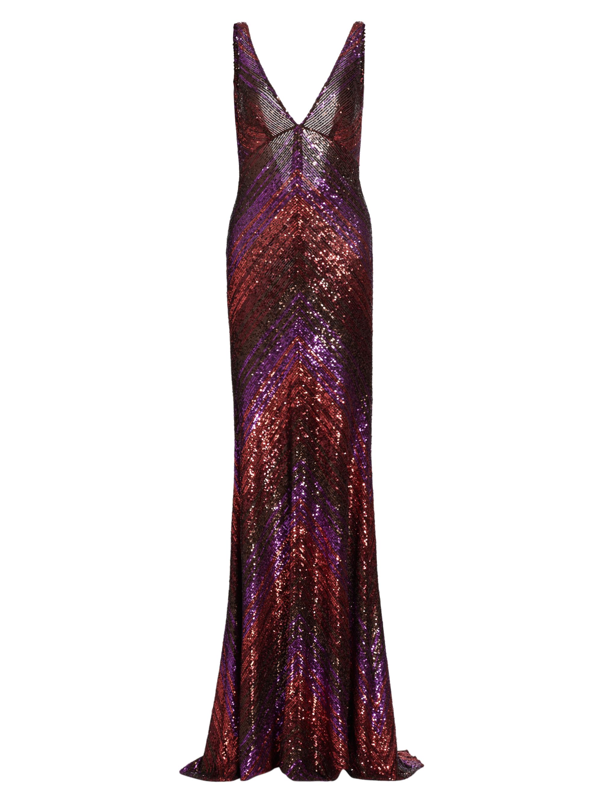 Naeem Khan Women's Sequined Stripe Slip Gown - Rust Multi
