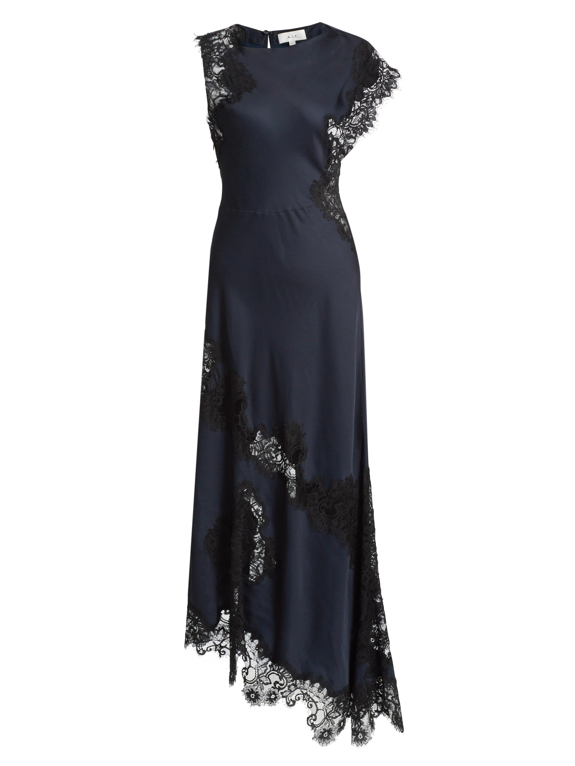 A.L.C. Alessia Lace-Trim Satin Maxi Dress | Saks Fifth Avenue