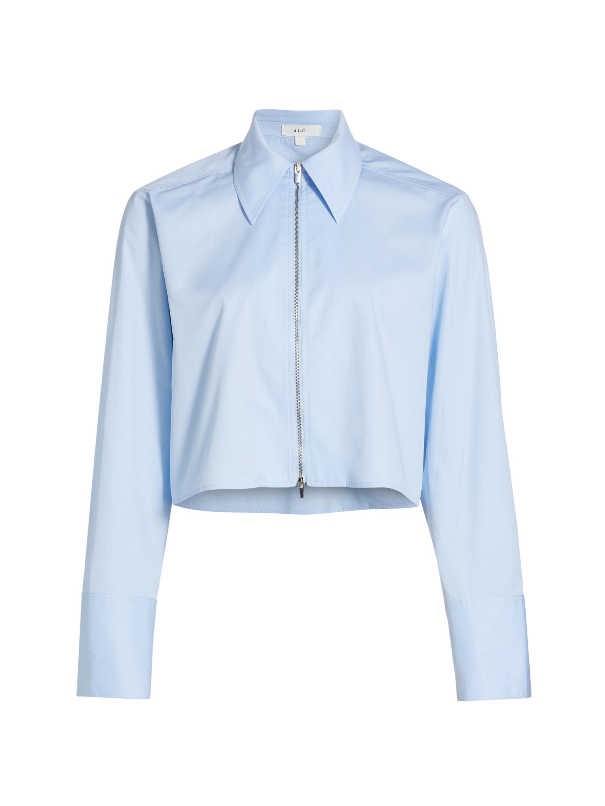A.L.C. Women's Jill Cotton Zip-Up Shirt - Sky Blue