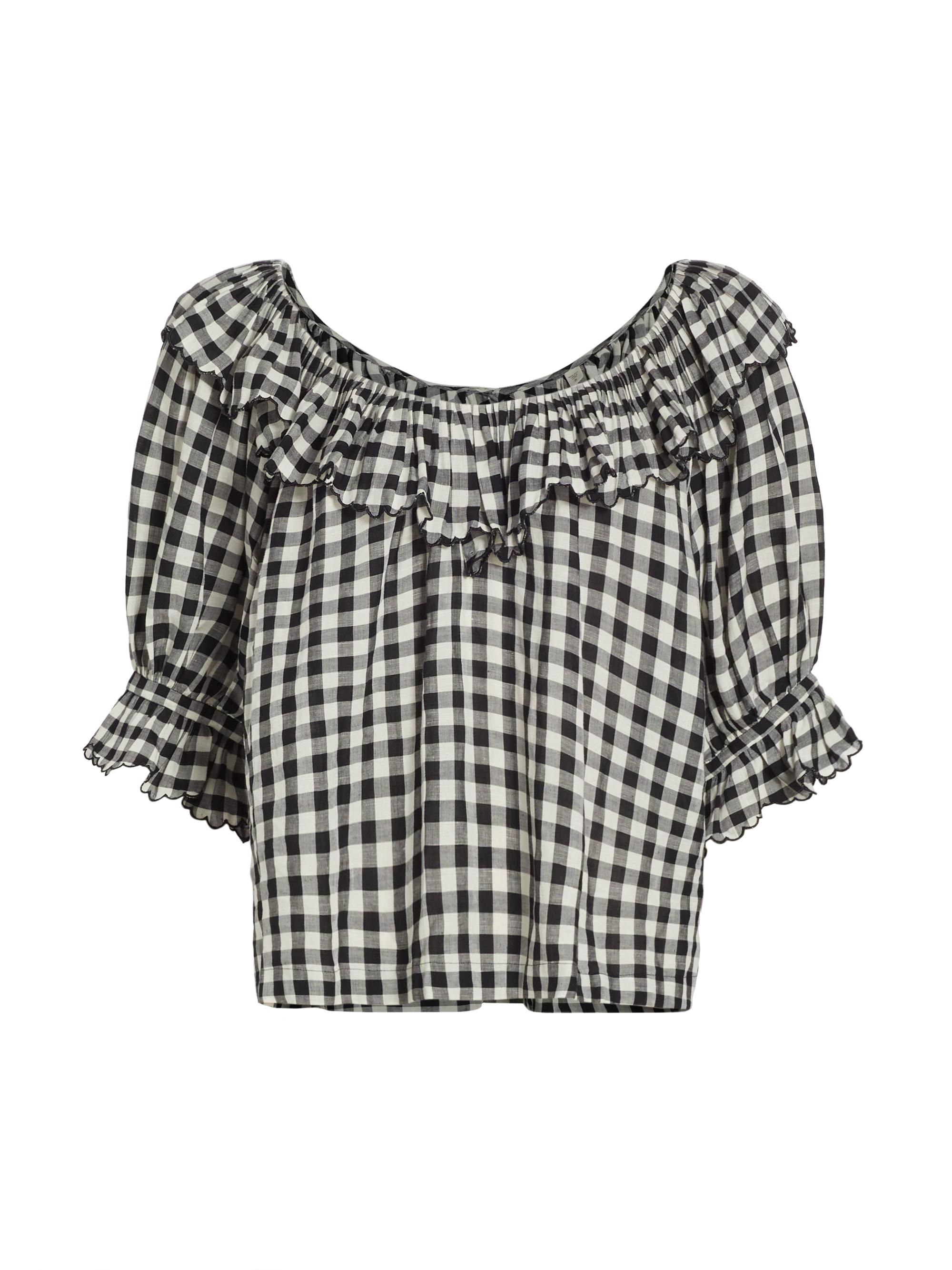 DÔEN Samara Gingham Ruffled Top | Saks Fifth Avenue