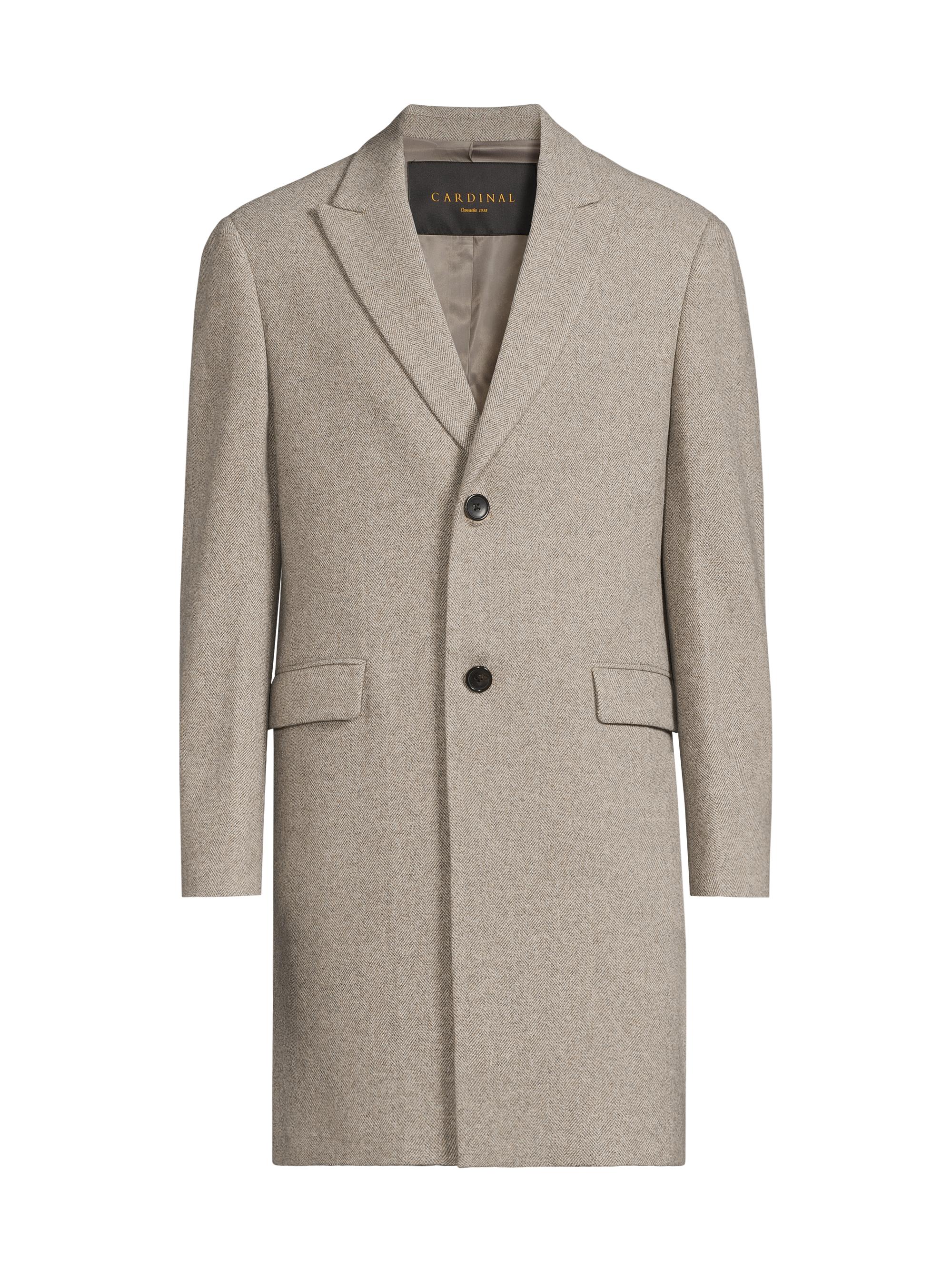 Cardinal Of Canada Men's Sutton Herringbone Wool Coat - Stone Herringbone