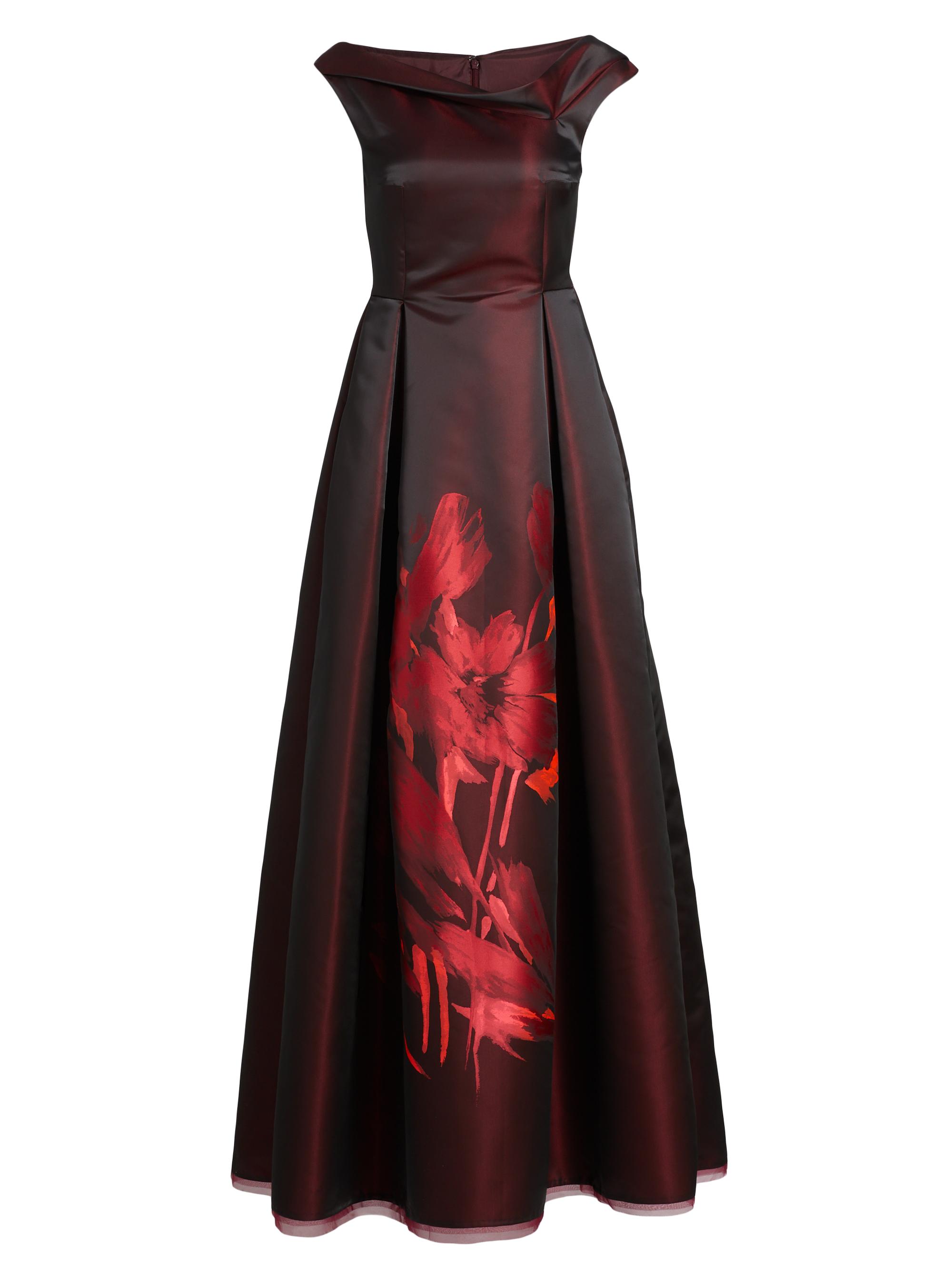 Talbot Runhof Women's Floral Asymmetric Boatneck Dress - Rubino