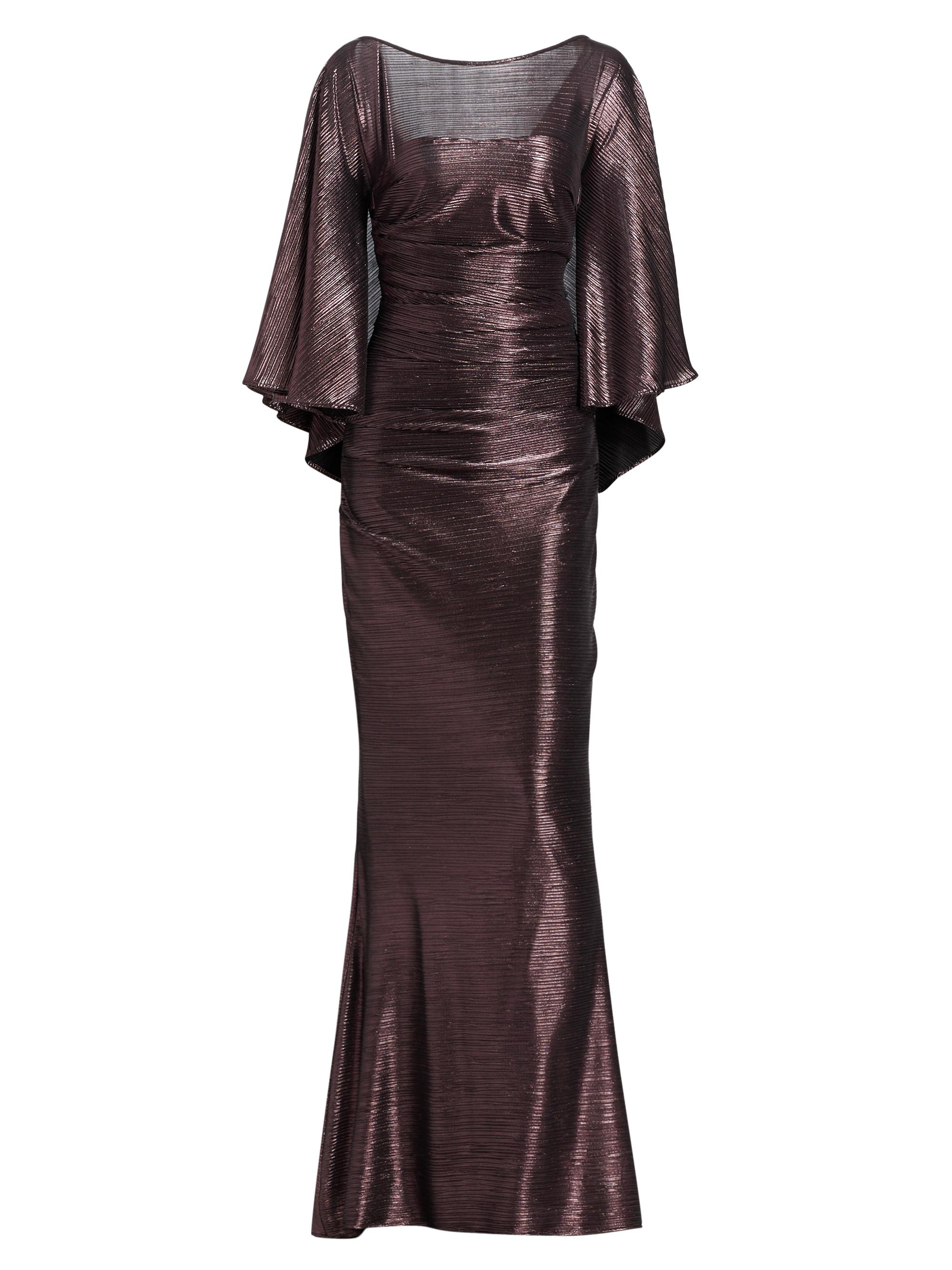 Talbot Runhof Women's Pleated Metallic Satin Mermaid Gown - Rosewood