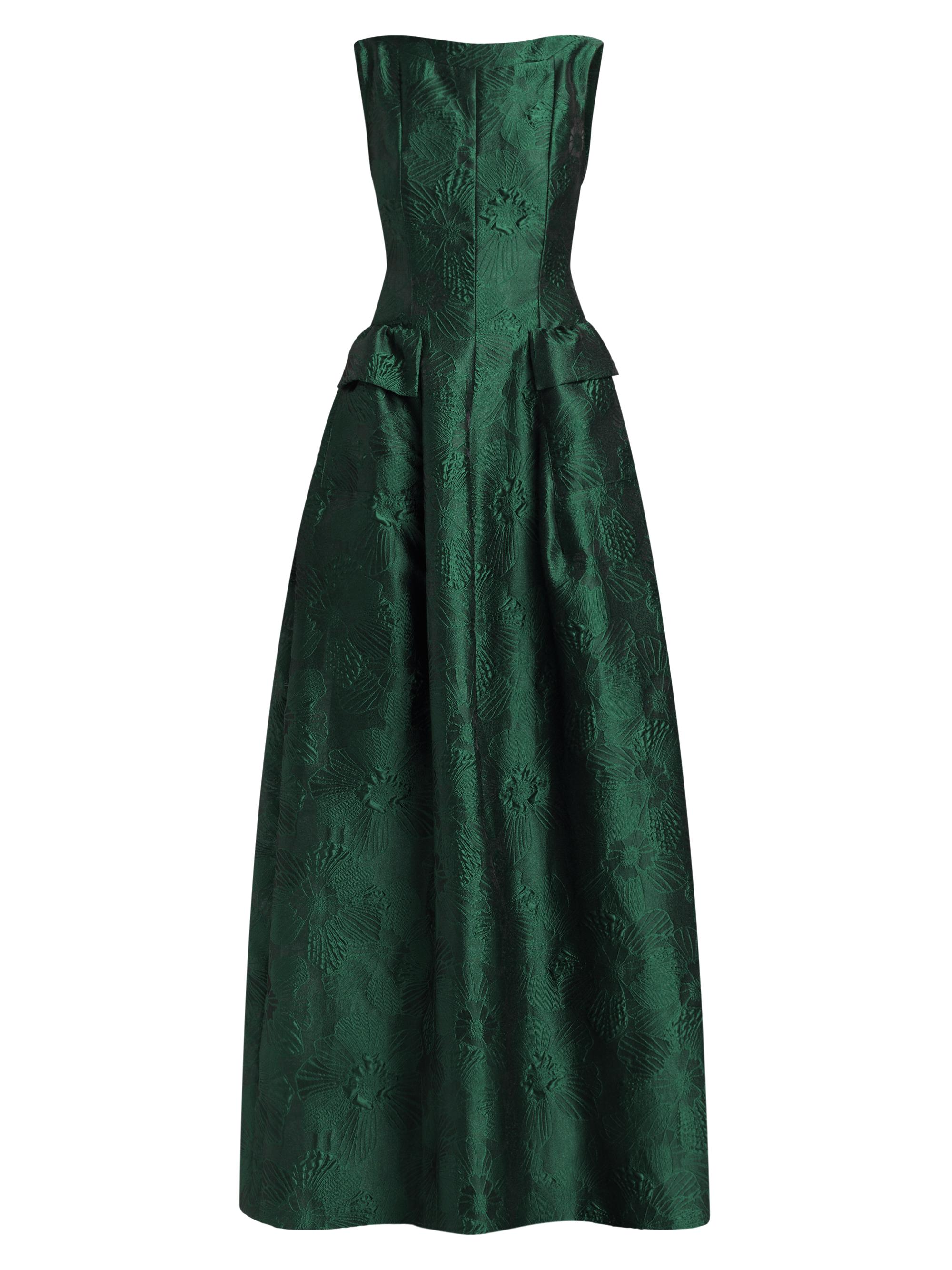 Talbot Runhof Women's Floral Jacquard A-Line Gown - Cypress