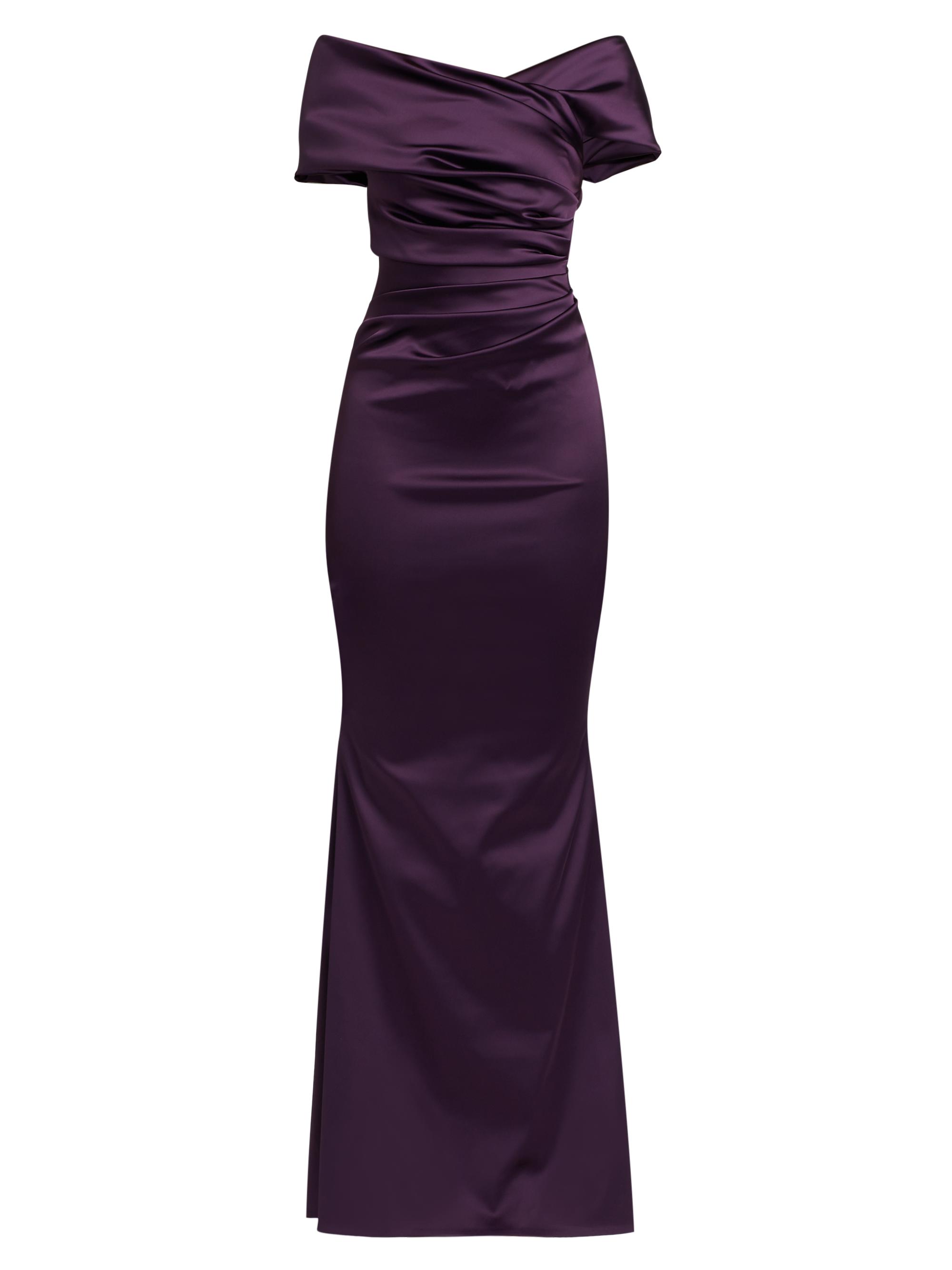 Talbot Runhof Women's Satin Duchesse Off-the-Shoulder Body-Con Gown - Claret