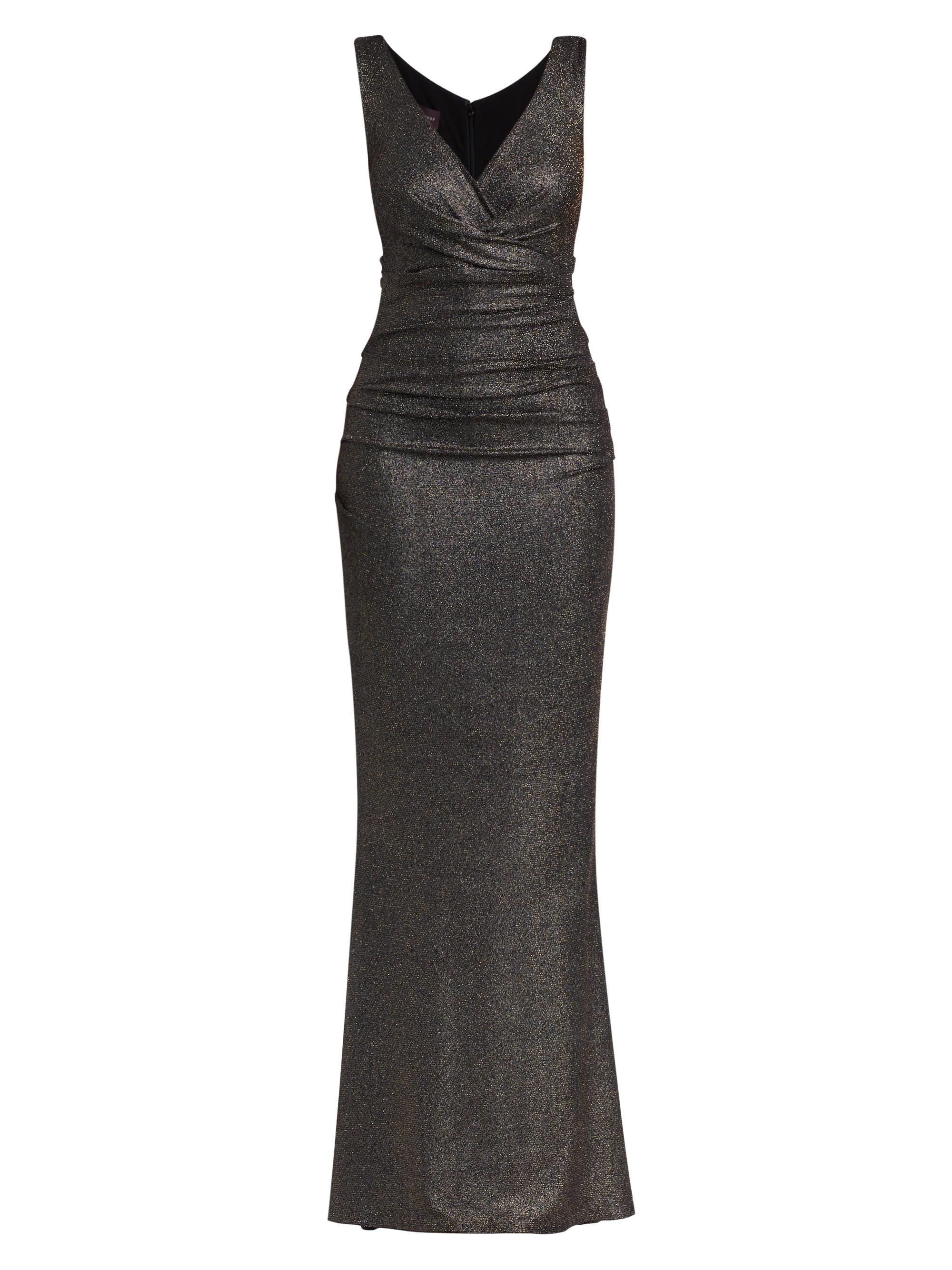 Talbot Runhof Women's Metallic Jersey Body-Con Gown - Black