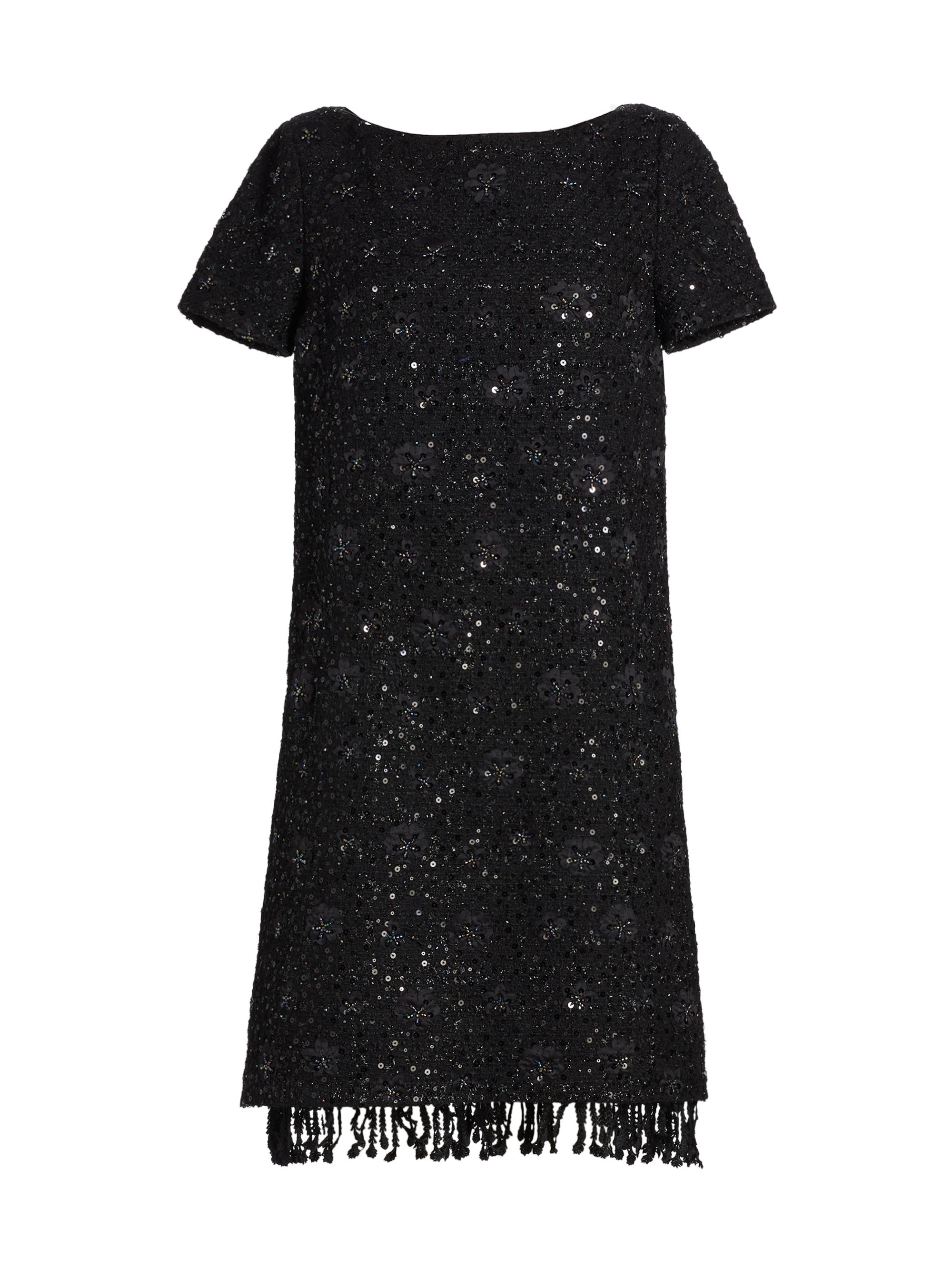 Talbot Runhof Women's Beaded Tweed Shift Dress - Black