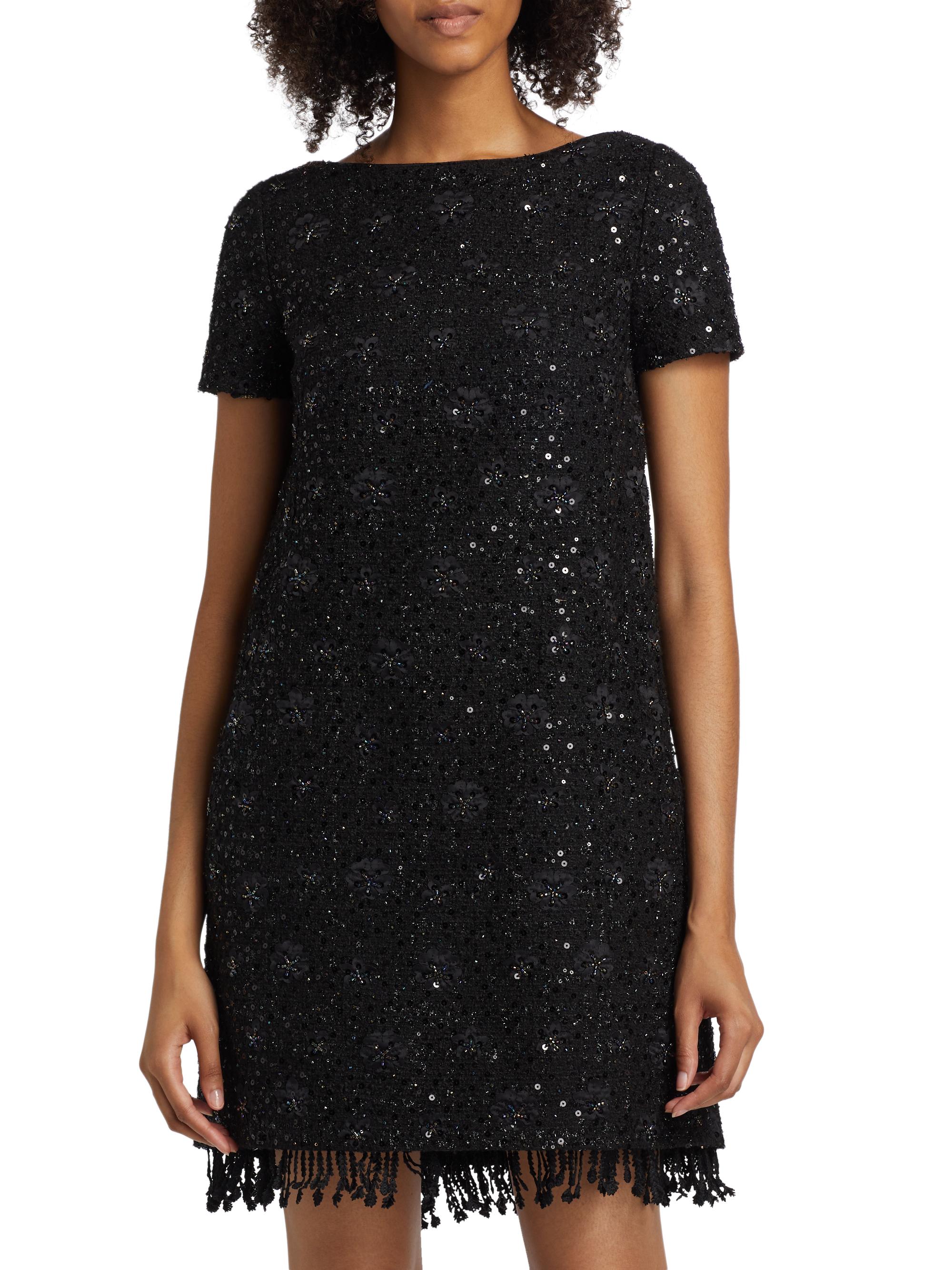 Talbot Runhof Beaded Tweed Shift Dress | Saks Fifth Avenue
