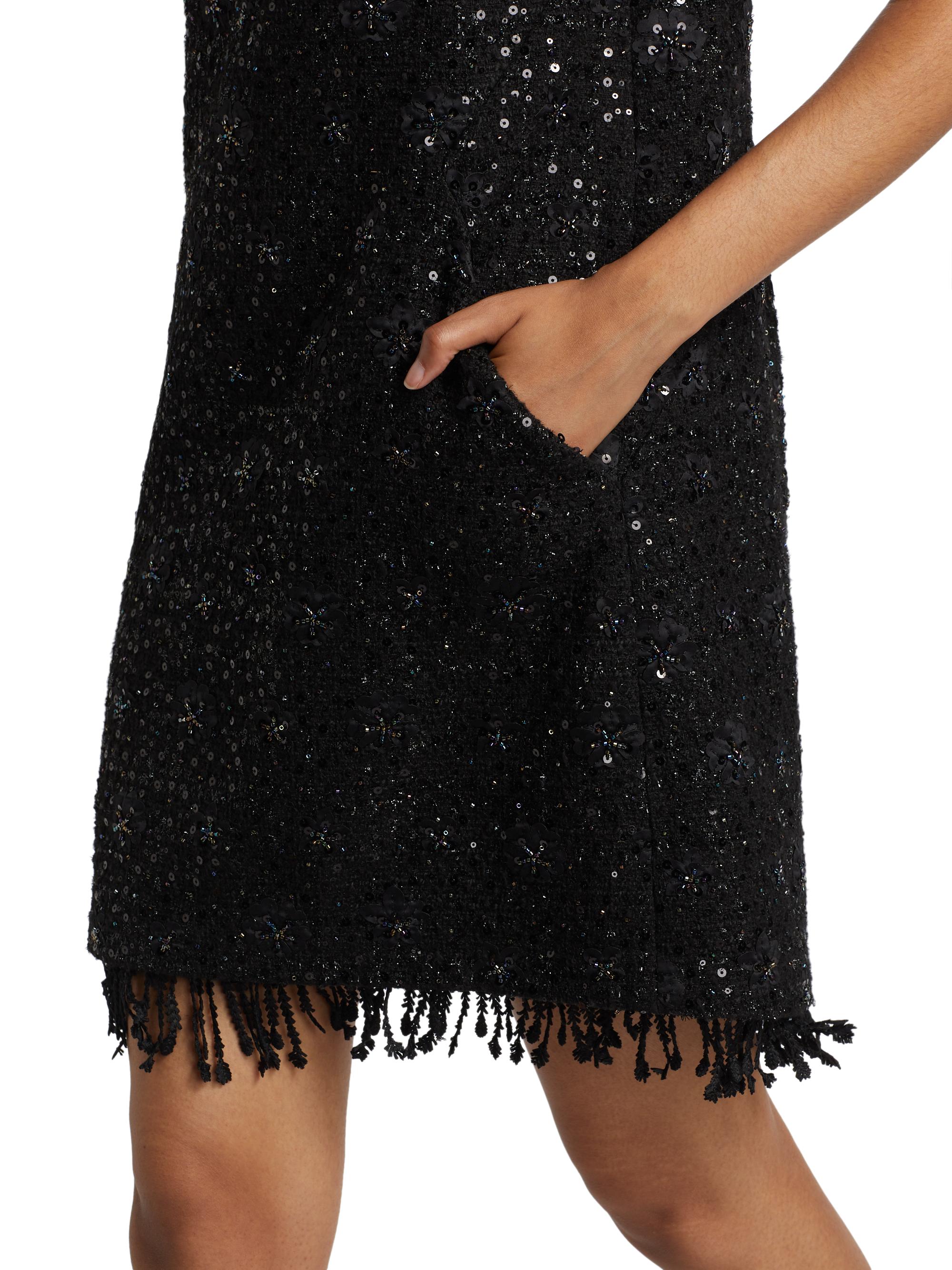 tassel beaded mini shift dress Leslie Amon After Sun Beaded Fringe Mini Dress