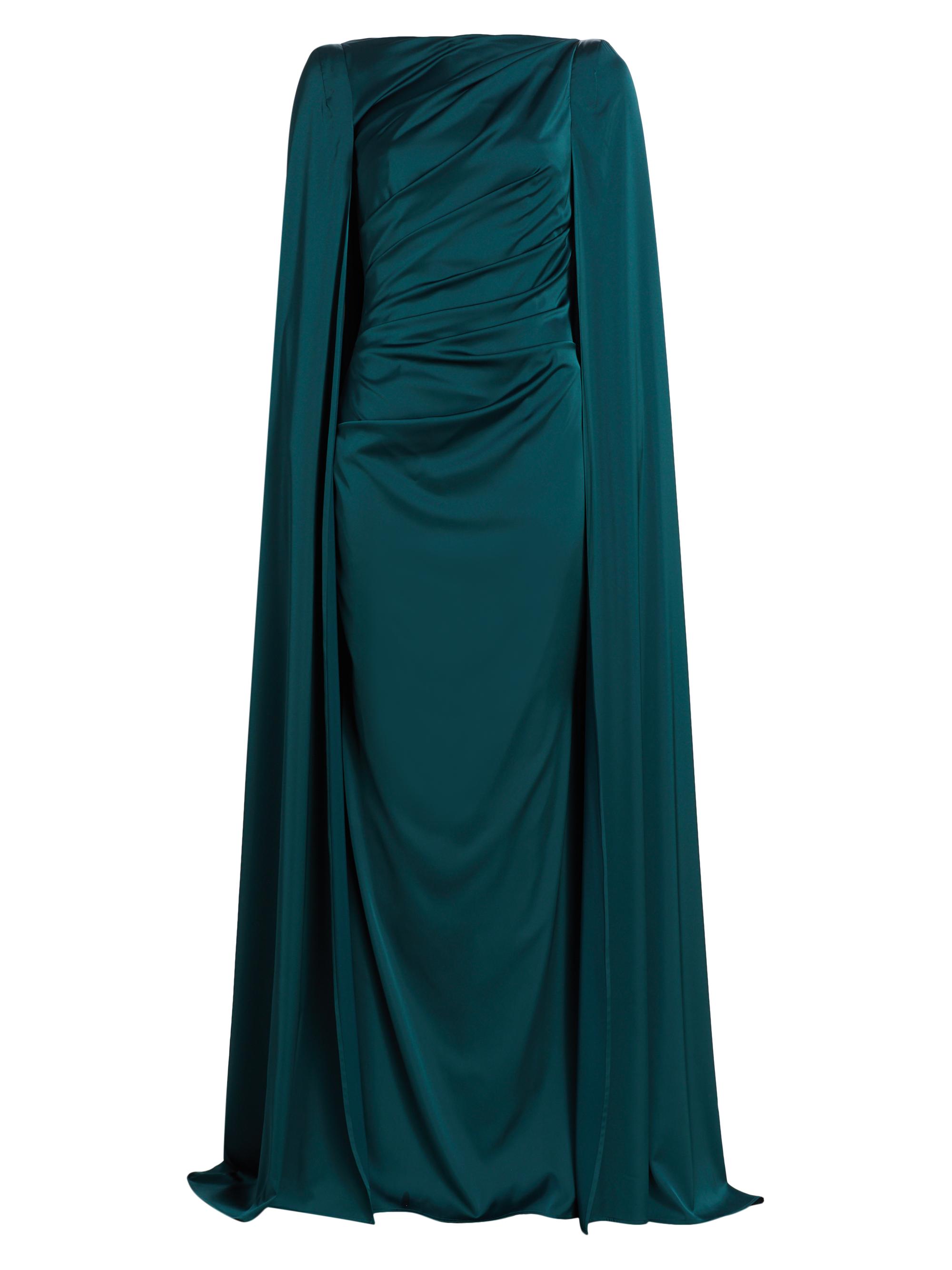 Talbot Runhof Women's Draped Voile Satin Cape Gown - Cypress