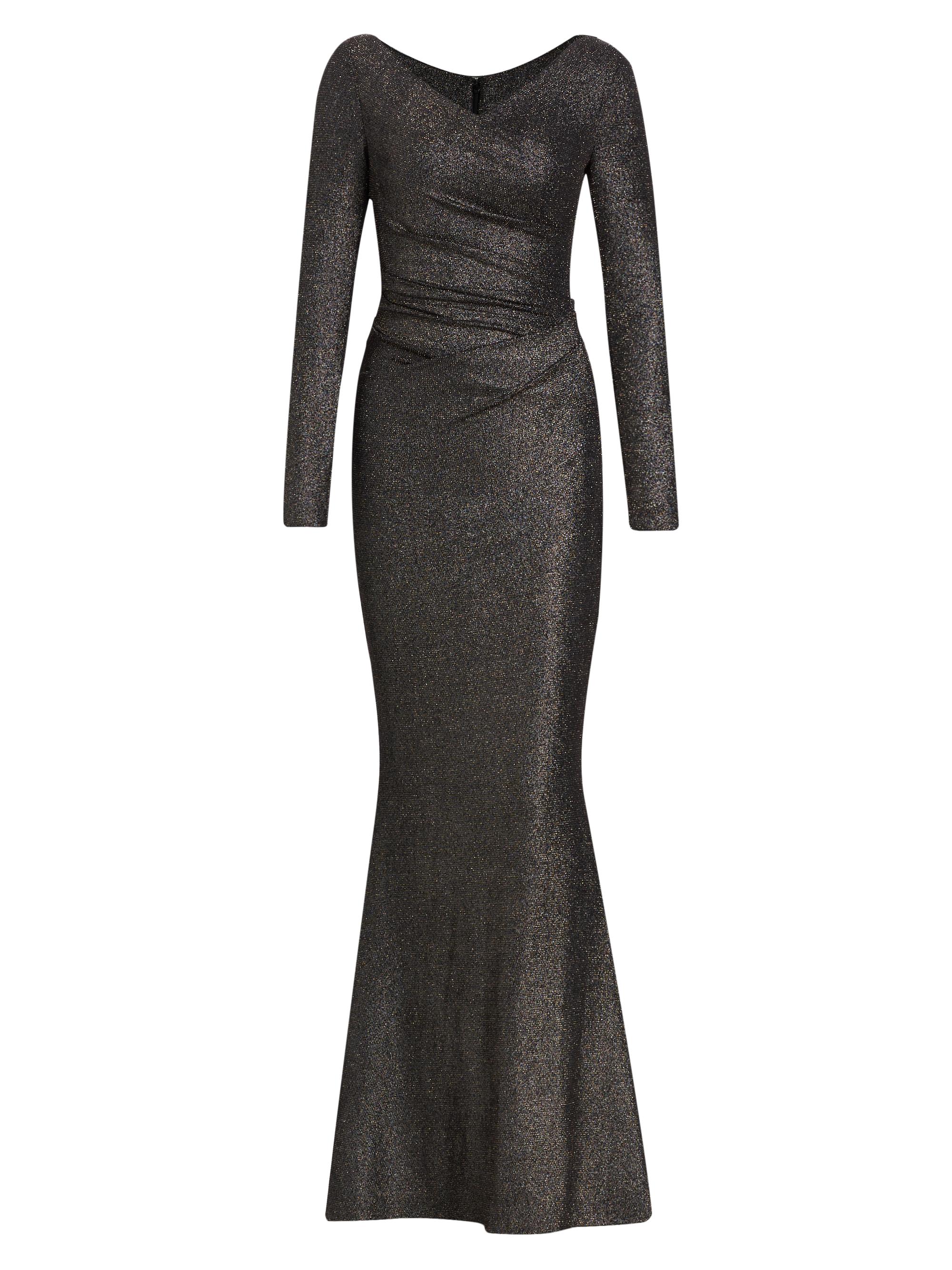 Talbot Runhof Women's Metallic Jersey Body-Con Gown - Black