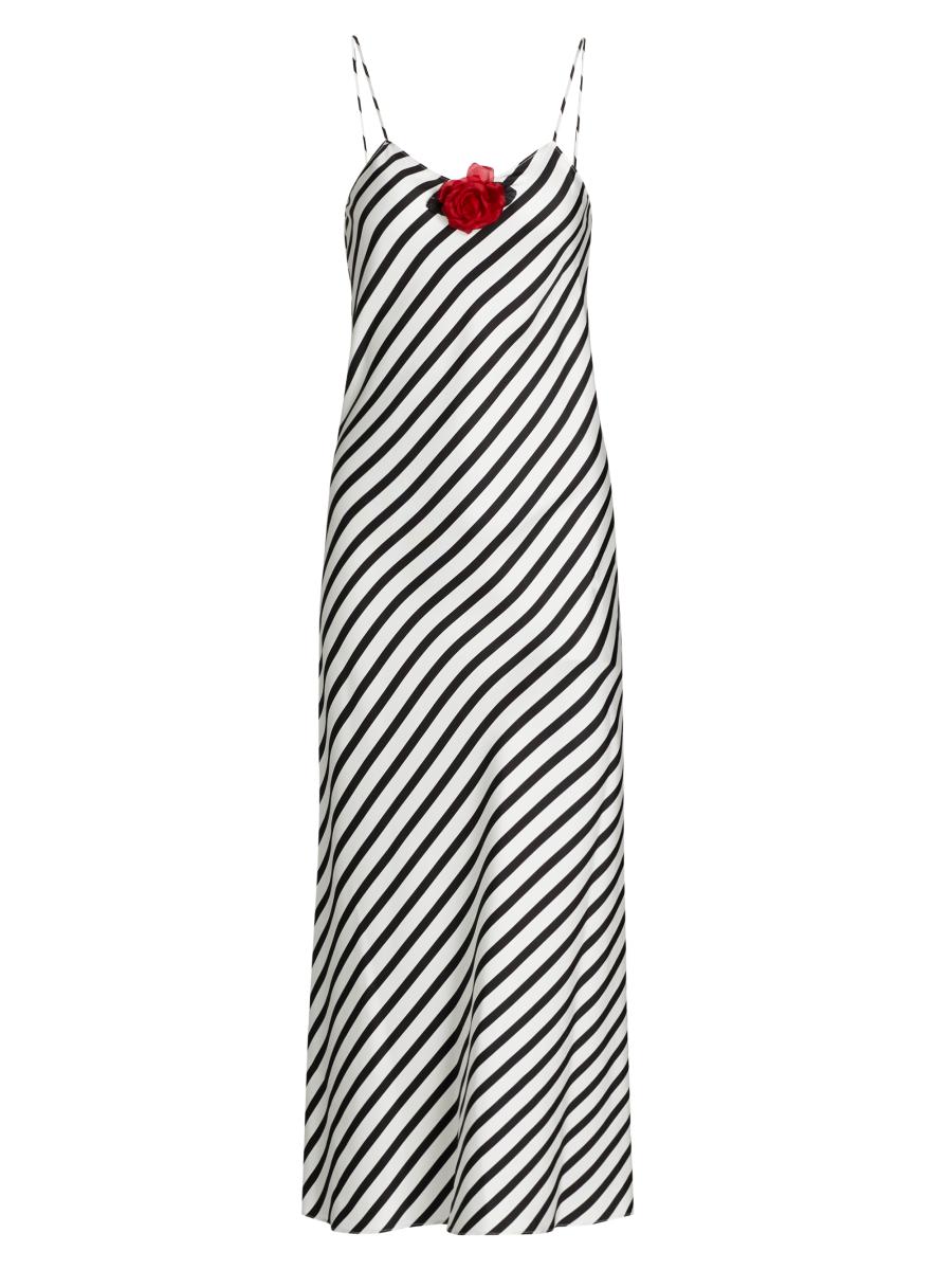 Rodarte Beetlejuice II x Rodarte Stripe Rosette Shift Maxi Dress