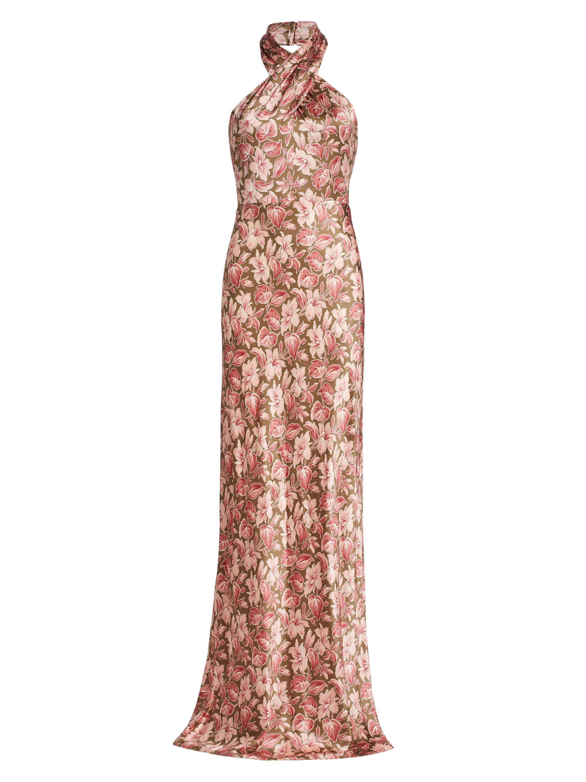 Veronica Beard Women's Alberta Floral Silk-Blend Halter Gown - Deep Ochre Multi