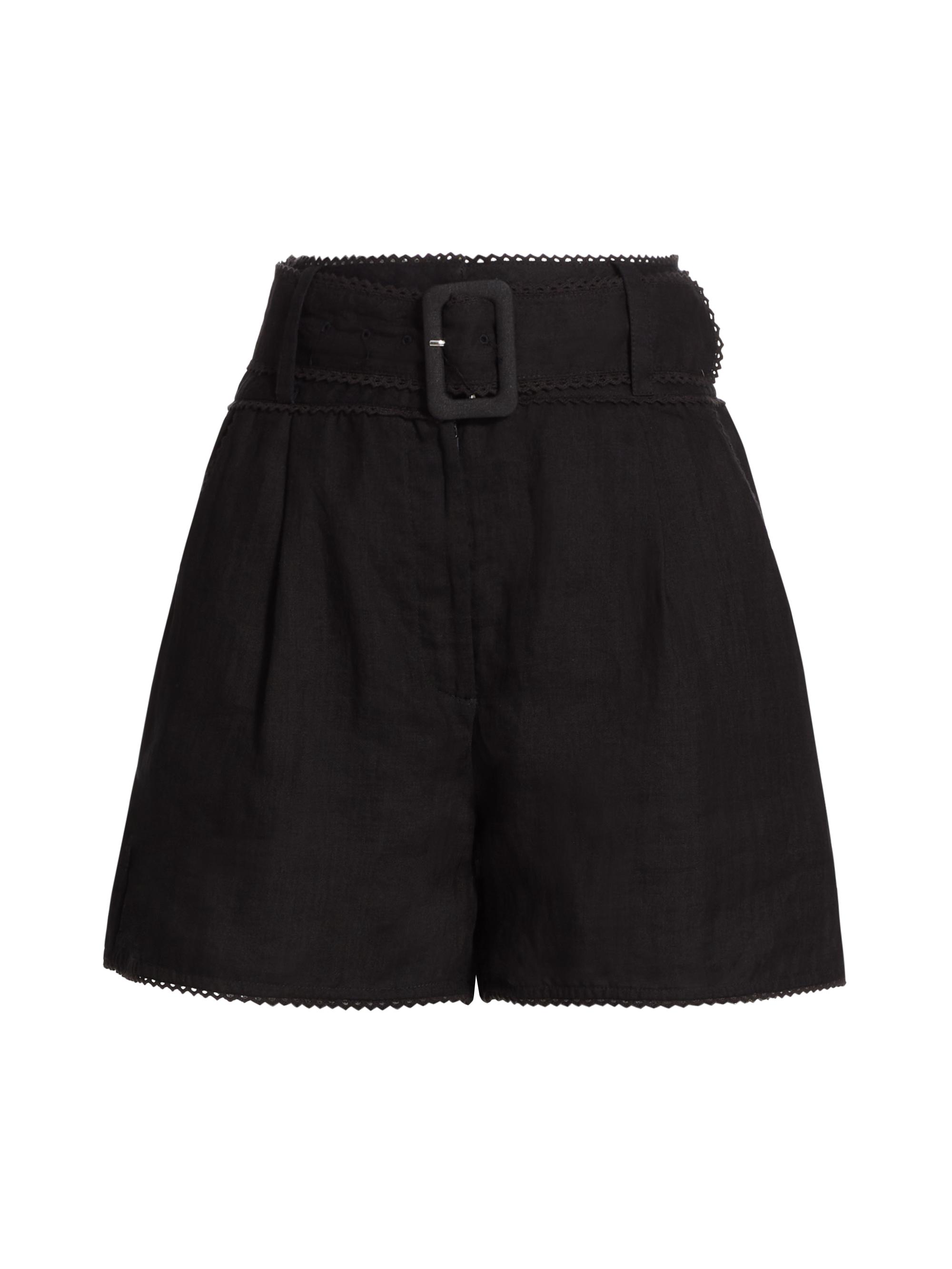 Hevron Zinna Belted Linen Shorts | Saks Fifth Avenue