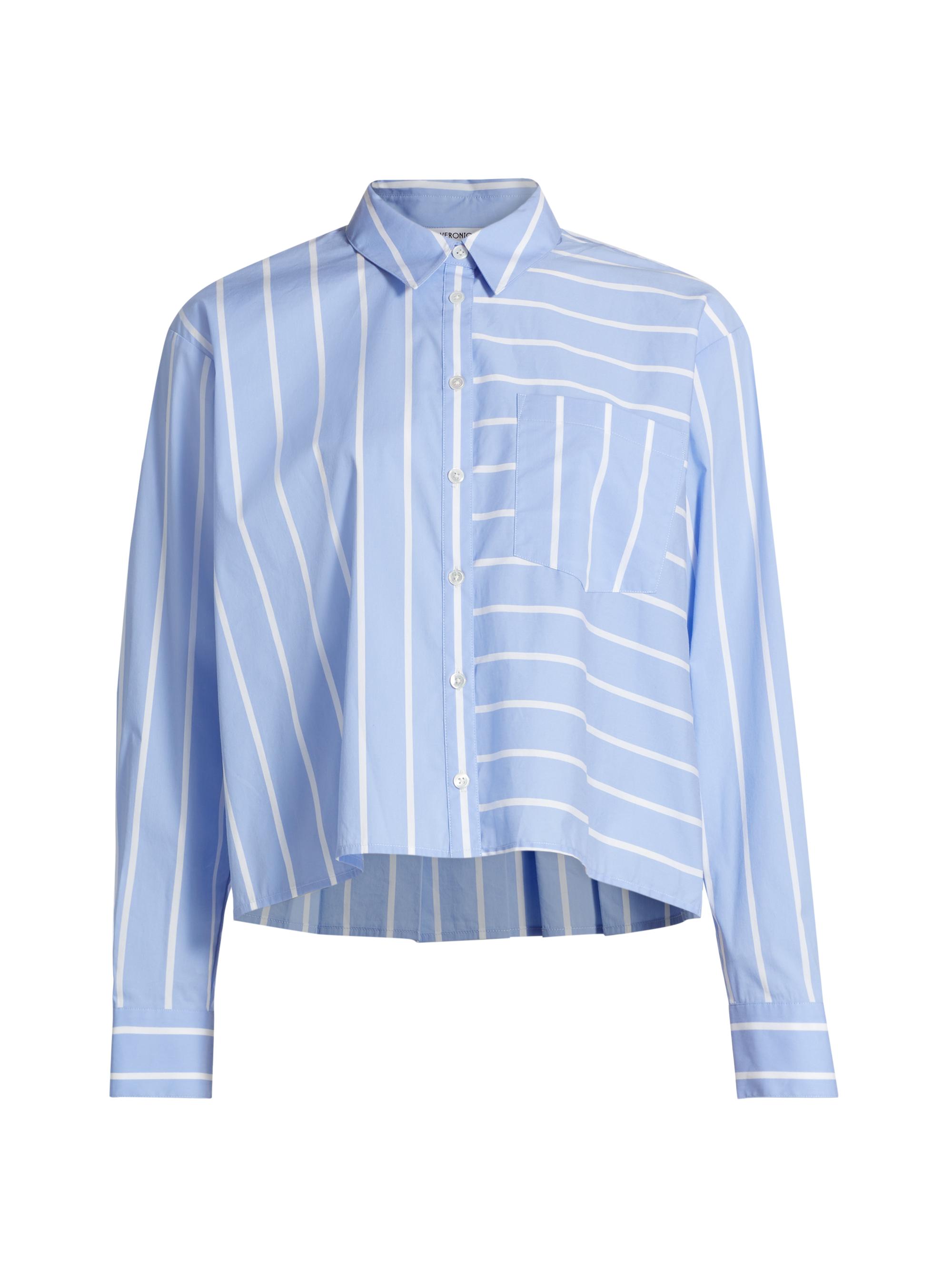 Veronica Beard Women's Kinley Striped Cotton-Blend Shirt - Hydrangea White