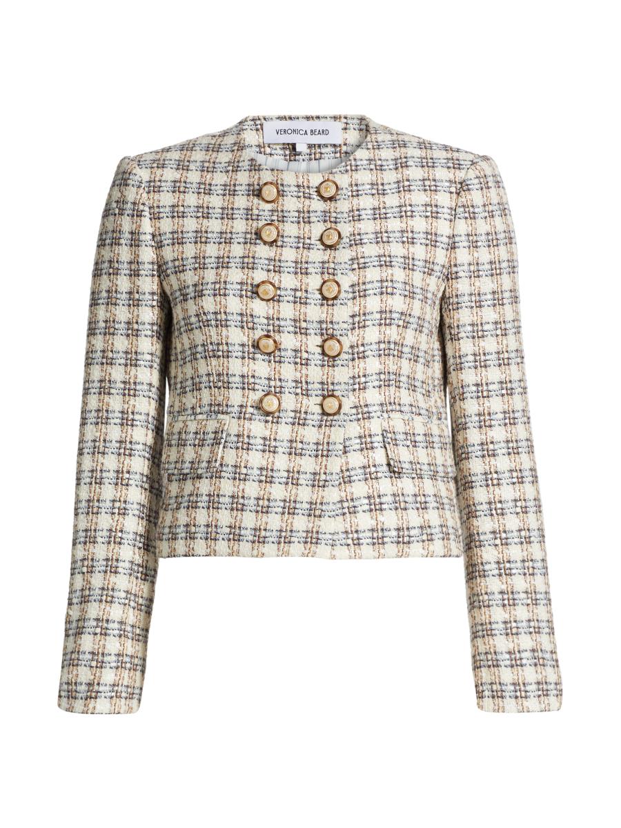 Veronica Beard Bentley Check Tweed Crop Jacket | Saks Fifth Avenue